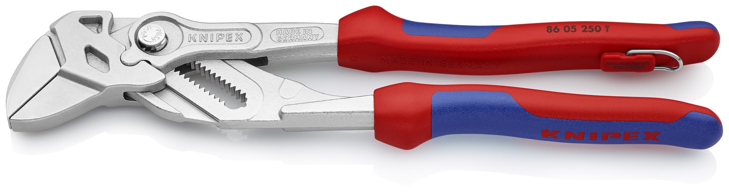 KNIPEX Llave de tenazas rojas 10.45 pulgadas de acero al cromo vanadio con mango sumergido - Herramienta para reparaciones en el hogar 86 05 250 T BKA
