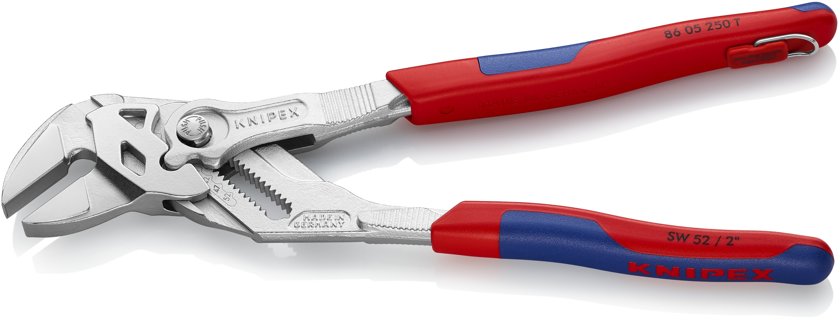 KNIPEX Llave de tenazas rojas 10.45 pulgadas de acero al cromo vanadio con mango sumergido - Herramienta para reparaciones en el hogar 86 05 250 T BKA
