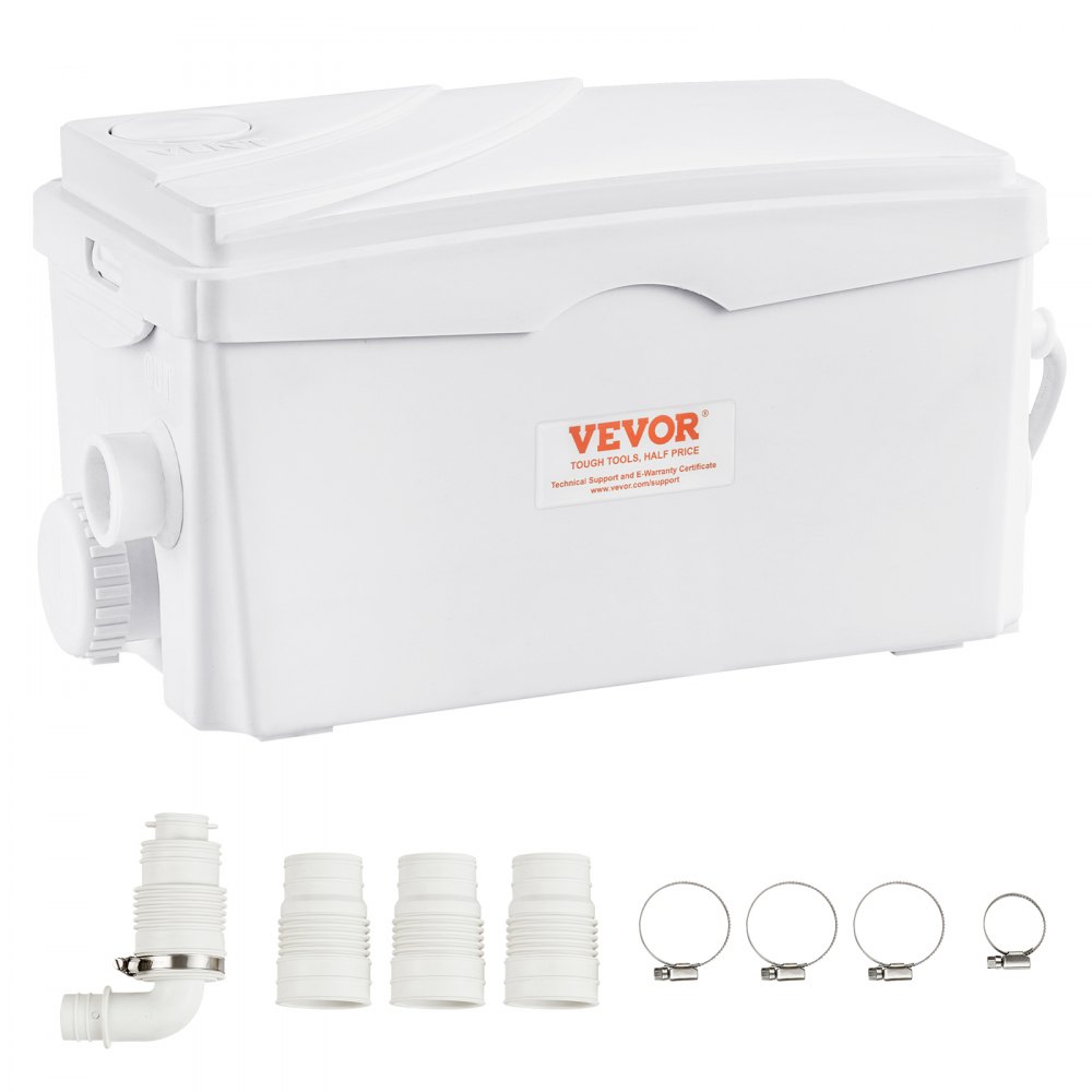 VEVOR Macerator Pump, 350W, 6000 L/h Flow, 23 ft/7 m Head, Macerator Sewerage Sump Pump with 3 Water Inlets for Basement, Kitchen, Sink, Shower, Bathtub, Laundry Waste Water Disposal Upflush Machine - HSBXWG350W7MSJ4DHV1