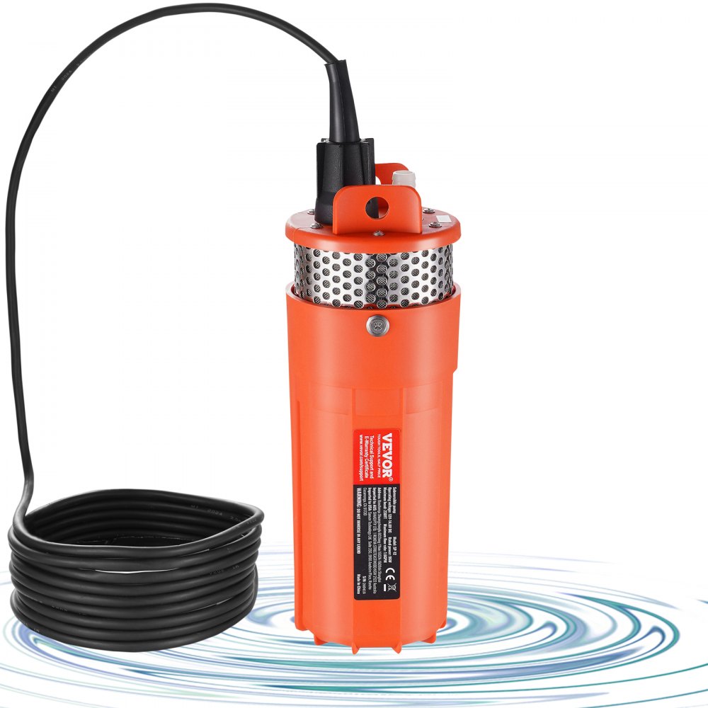 VEVOR Solar Water Pump, 12V DC 96W Submersible Deep Well Pump, Max Flow 1.6 GPM, Max Head 230 ft, Max Submersion 98.4 ft, Solar Powered Water Pump for Well, Farm Ranch Irrigation, Livestock Drinking - TYNSB96W16GPBUXPFV9