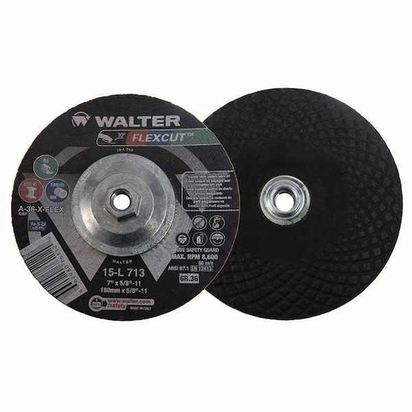 Walter Surface Technologies Disco de Mezclado 7 pulgadas x 5/8-11 Grit 36 Conexión Metálica Flexcut - 15L713