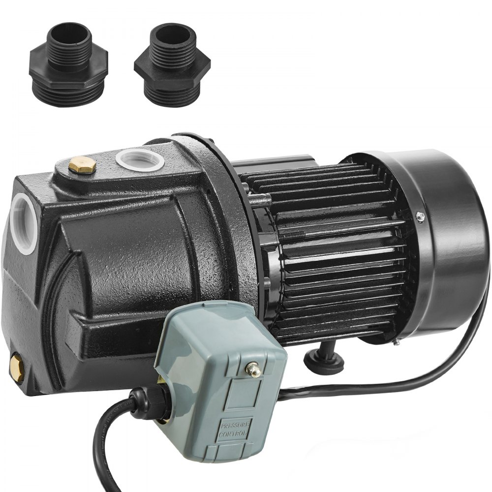 VEVOR 1HP Premium Cast Iron Shallow Well Jet Water Pump, 115 Volt, 17.6 GPM 164 FT Maximum Head Irrigation Water Pump, for Agricultural Garden Irrigation System High-Rise Water Supply Shower Booster - SSBZT1HP53J56FS2TV1