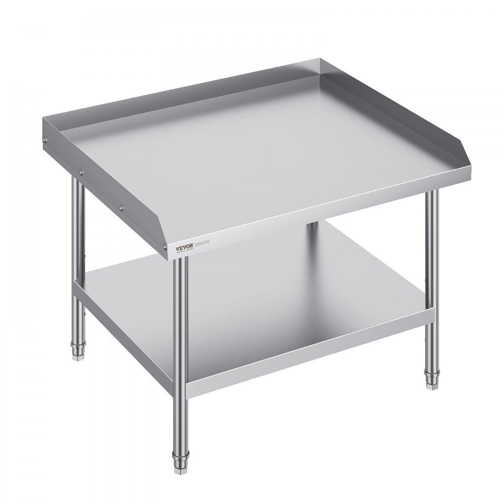 VEVOR Stainless Steel Work Table, 30 x 36 x 26 Inch Commercial Food Prep Worktable, 3-Sided Backsplash Heavy Duty Prep Worktable, Metal Work Table with Adjustable Height for Restaurant Home Hotel - CFBXGGZTSBT33DH2YV0