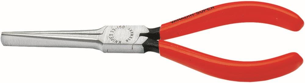 Pinzas de punta fina rojas KNIPEX de 6.35 pulgadas con mandíbulas en forma de pico de pato y mango recubierto - 33 01 160
