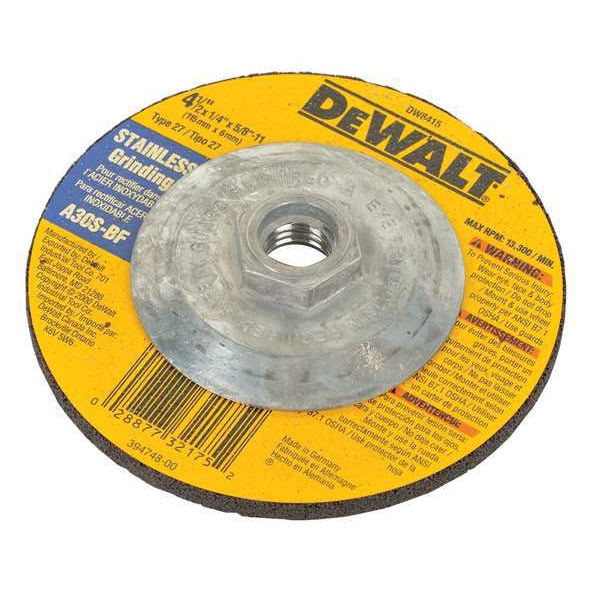Rueda de acero inoxidable Dewalt de 4-1/2" x 1/4" x 5/8"-11 - DW8415