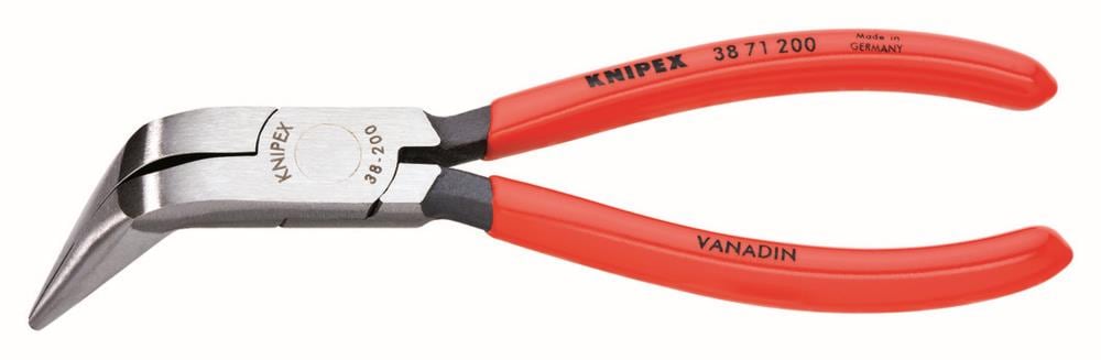 KNIPEX alicates de nariz doblada con mango recubierto de 6.5 pulgadas en rojo para aplicaciones automotrices - Acero eléctrico de vanadio, empuñadura con textura en cruz - 38 71 200