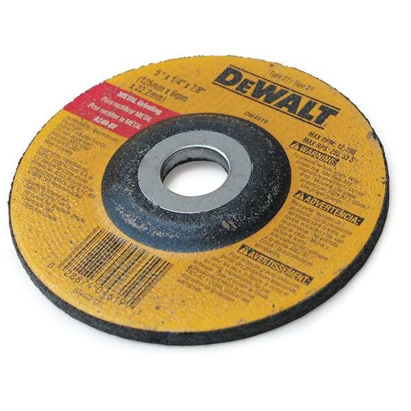 Rueda de esmerilado de metal de alto rendimiento Dewalt 5" x 1/4" x 7/8" - DW4619