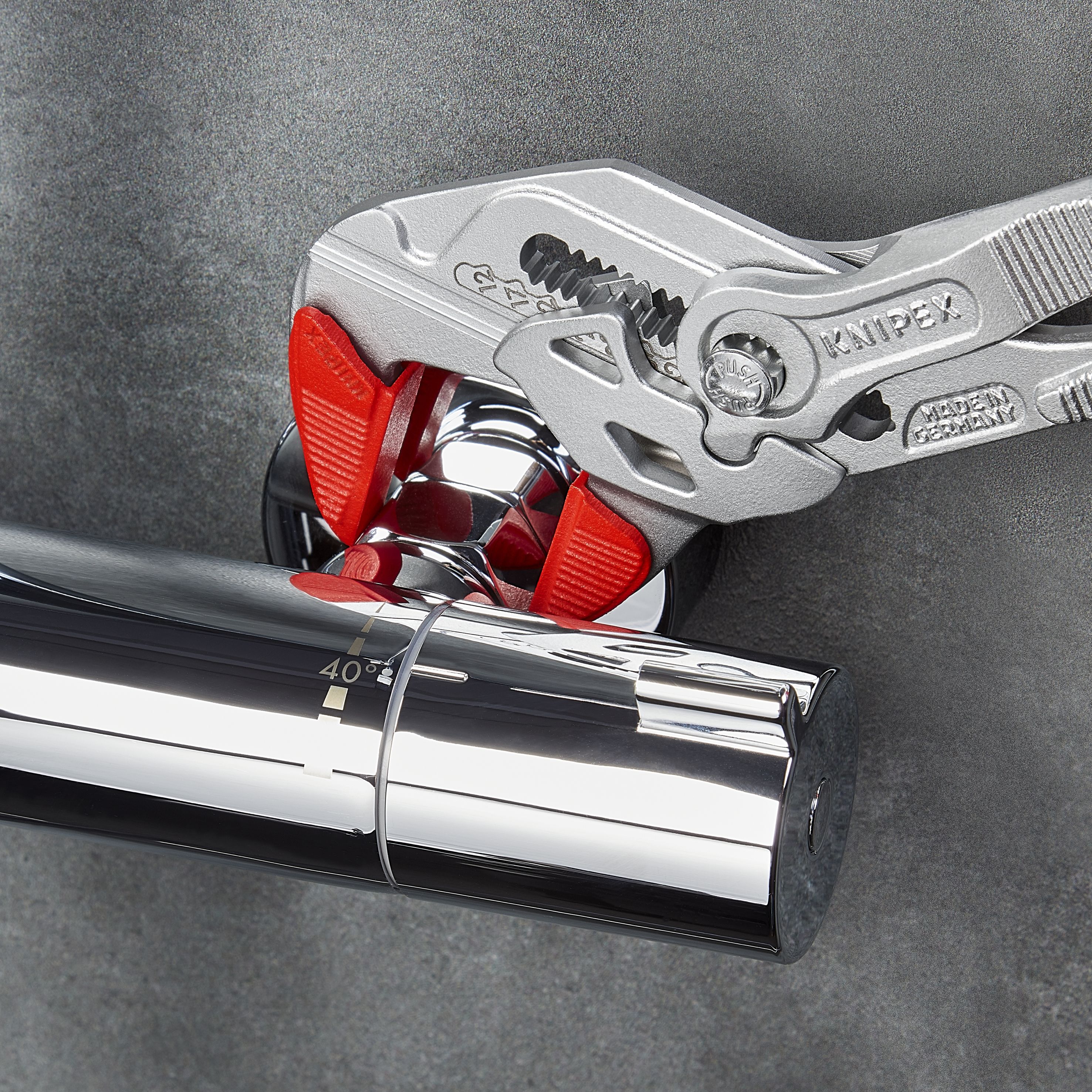 KNIPEX Llave alicates roja de 10 pulgadas - Construcción de plástico - Fácil instalación con enganche - Paquete de 3 pares - 86 09 250 V01