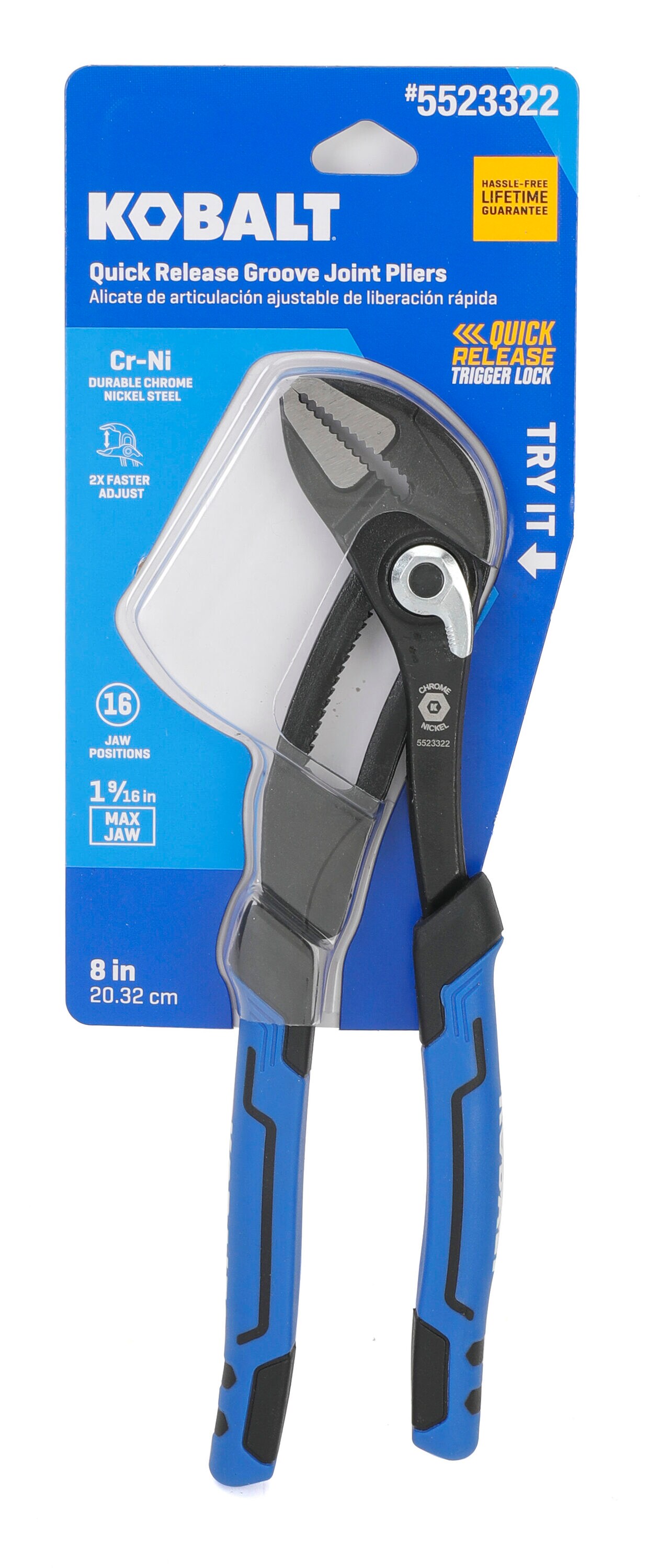 Alicate de lengua y ranura Kobalt de 8 pulgadas - 58962.
