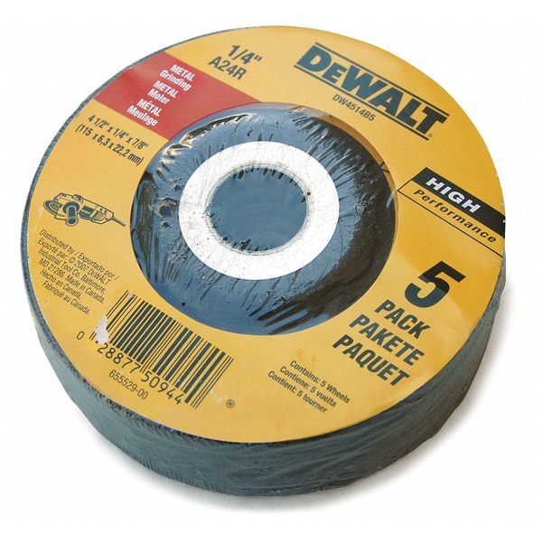 Rueda de rectificado de metal de alto rendimiento Dewalt de 4-1/2" x 1/4" x 7/8" - DW4514B5