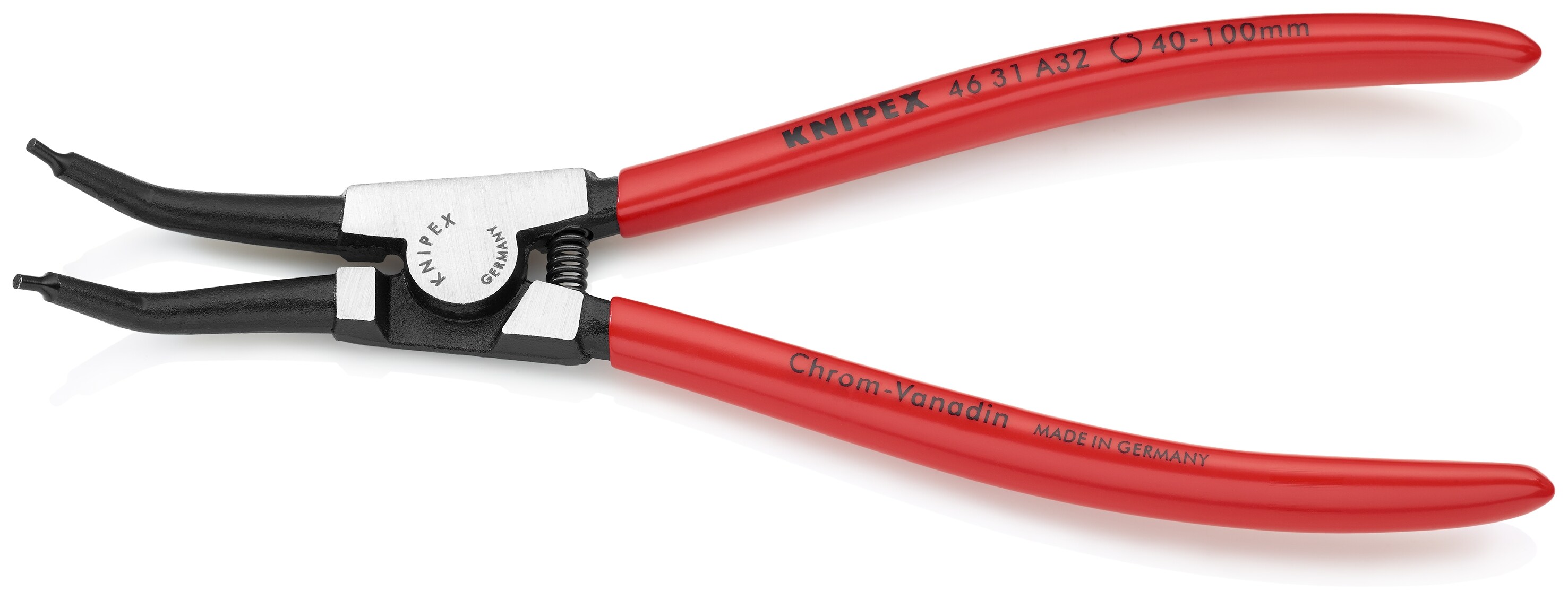 KNIPEX Alicate para Anillos de Seguridad Rojo de 8.35 pulgadas para Aplicaciones Automotrices - Enclavijador Externo, Puntas Anguladas de 45 Grados, Puntas Sólidas Antideslizantes - 46 31 A32