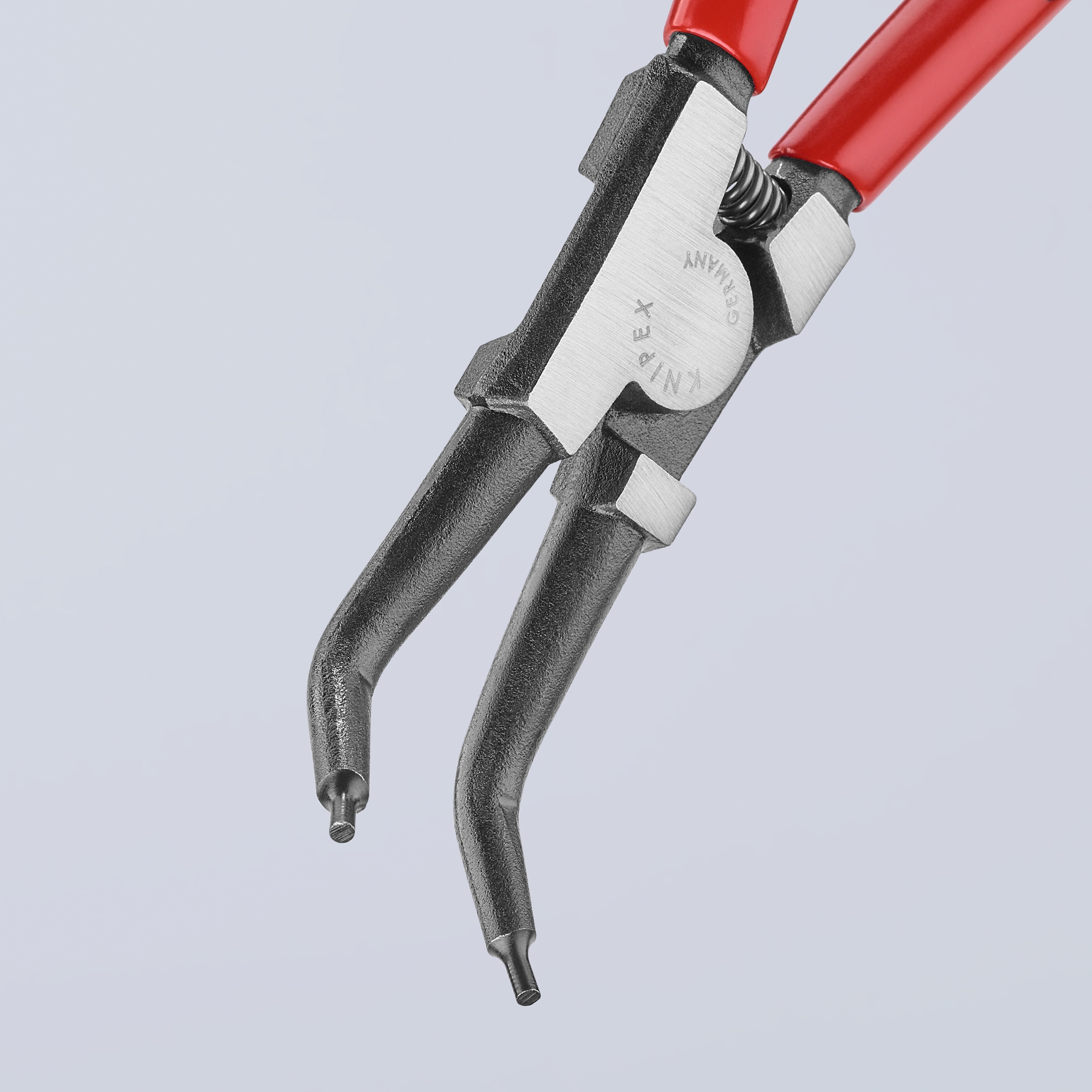 KNIPEX Alicate para Anillos de Seguridad Rojo de 8.35 pulgadas para Aplicaciones Automotrices - Enclavijador Externo, Puntas Anguladas de 45 Grados, Puntas Sólidas Antideslizantes - 46 31 A32