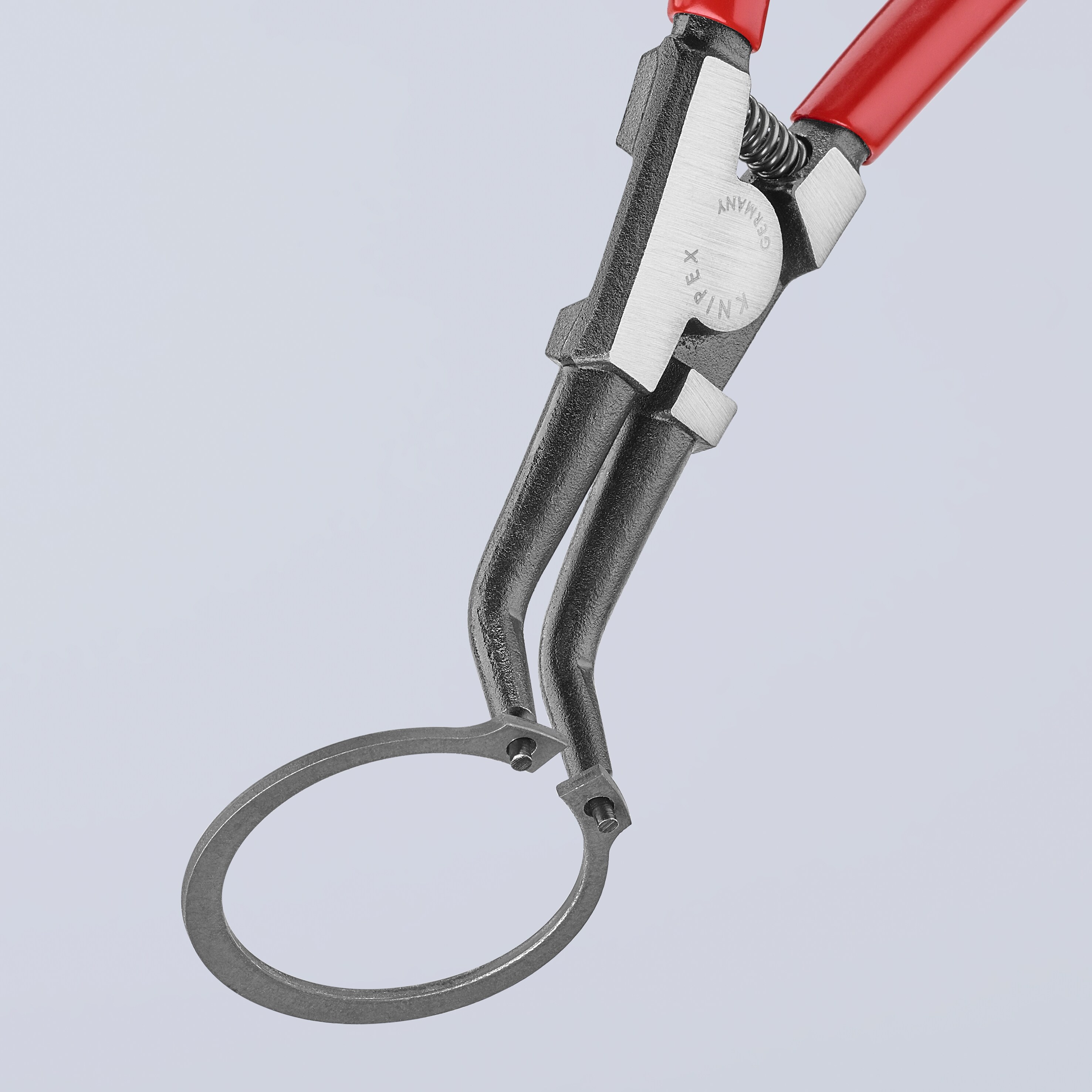 KNIPEX Alicate para Anillos de Seguridad Rojo de 8.35 pulgadas para Aplicaciones Automotrices - Enclavijador Externo, Puntas Anguladas de 45 Grados, Puntas Sólidas Antideslizantes - 46 31 A32