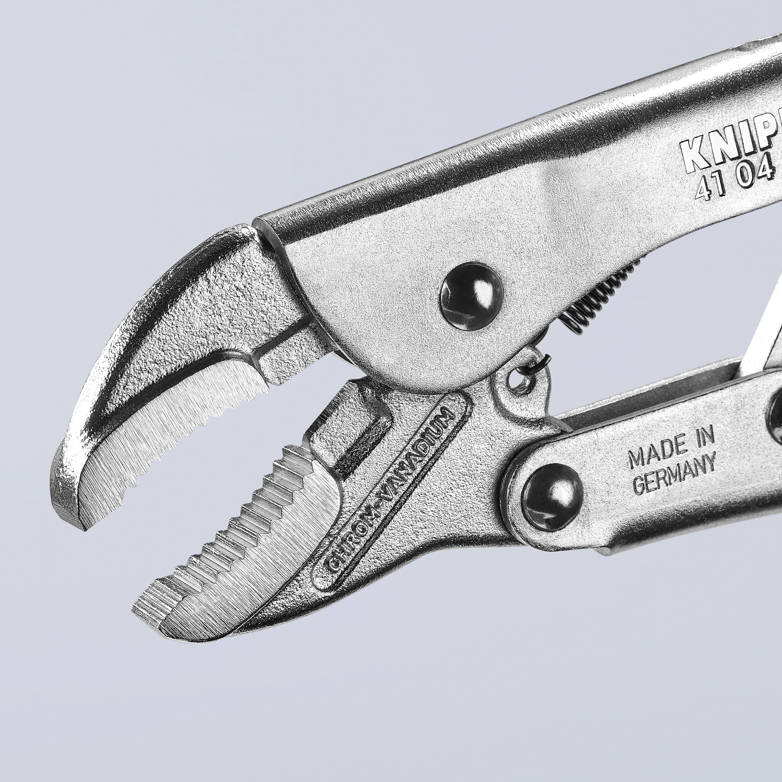 Pinzas de bloqueo KNIPEX de 7.5 pulgadas en cromo con alta presión de sujeción y acción de palanca de alternancia - 41 04 180