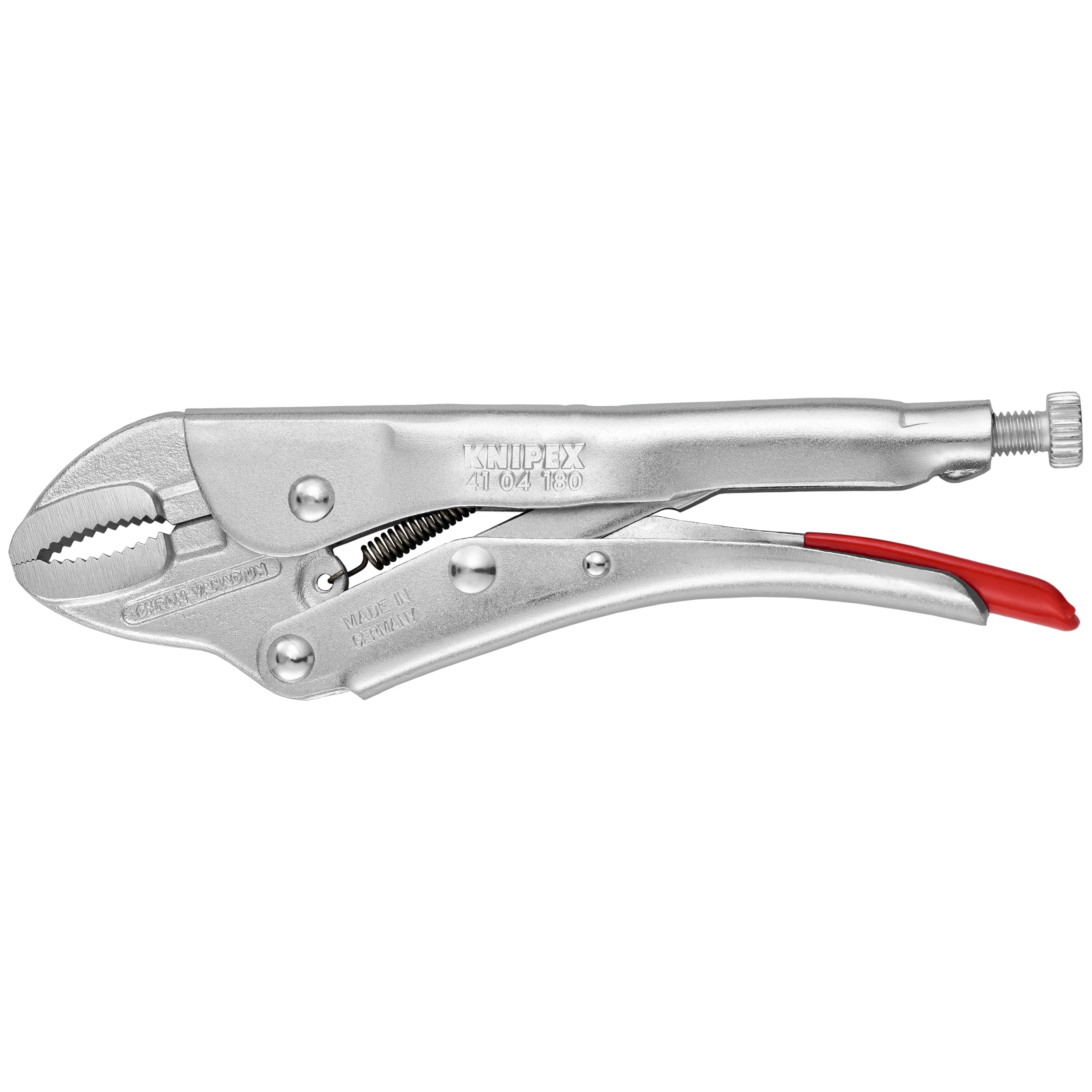 Pinzas de bloqueo KNIPEX de 7.5 pulgadas en cromo con alta presión de sujeción y acción de palanca de alternancia - 41 04 180