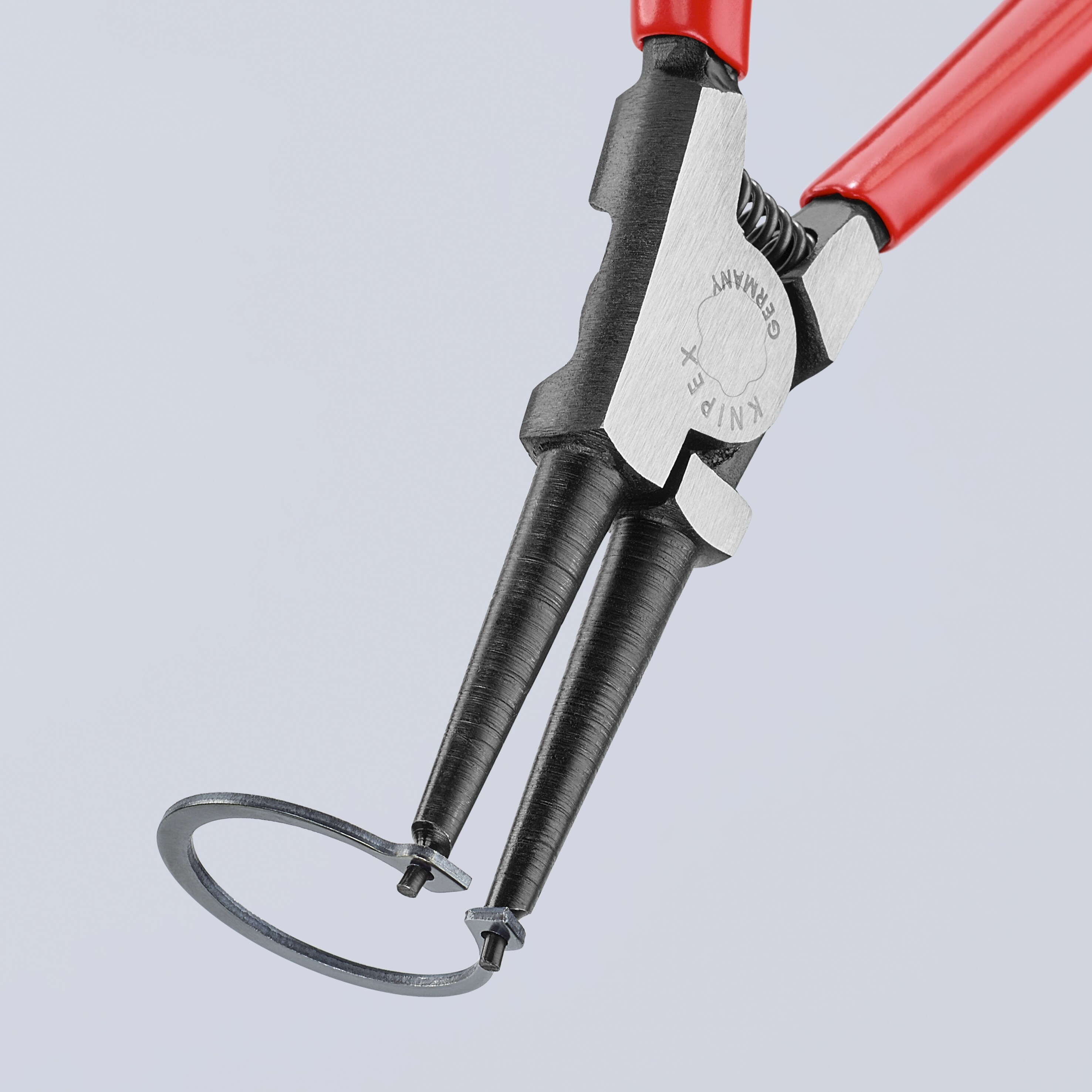 KNIPEX 7.3 pulgadas Alicate para anillo de seguridad de automóvil con mango rojo sumergido para instalación y extracción de clips de retención externos - 46 11 A2
