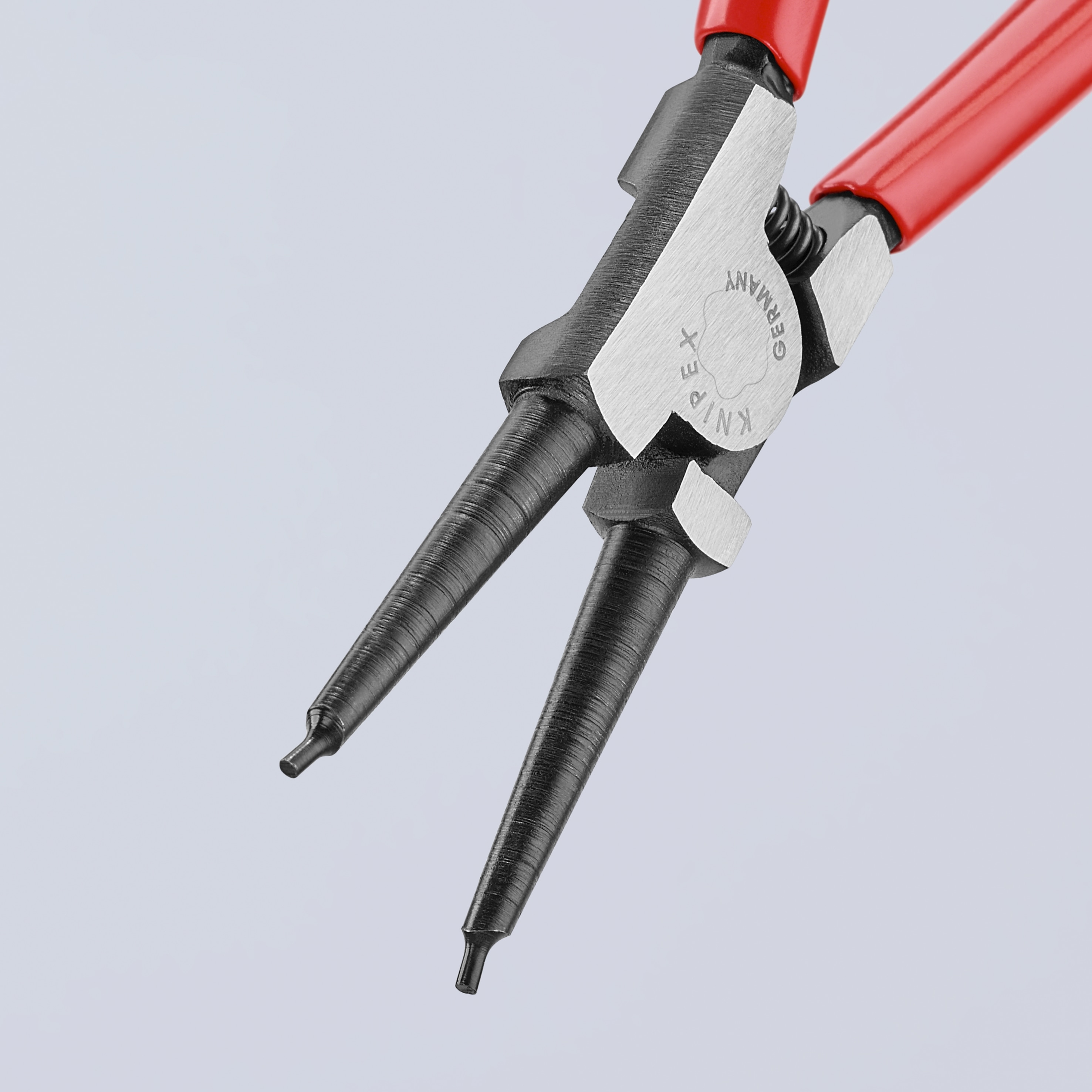 KNIPEX 7.3 pulgadas Alicate para anillo de seguridad de automóvil con mango rojo sumergido para instalación y extracción de clips de retención externos - 46 11 A2