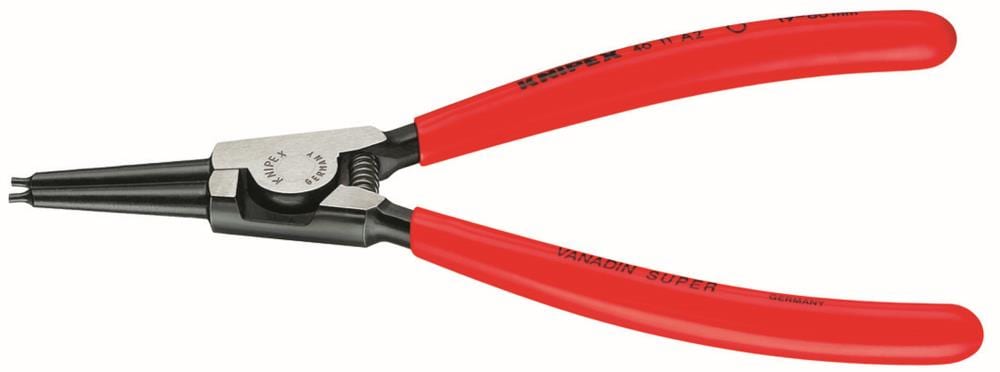KNIPEX 7.3 pulgadas Alicate para anillo de seguridad de automóvil con mango rojo sumergido para instalación y extracción de clips de retención externos - 46 11 A2