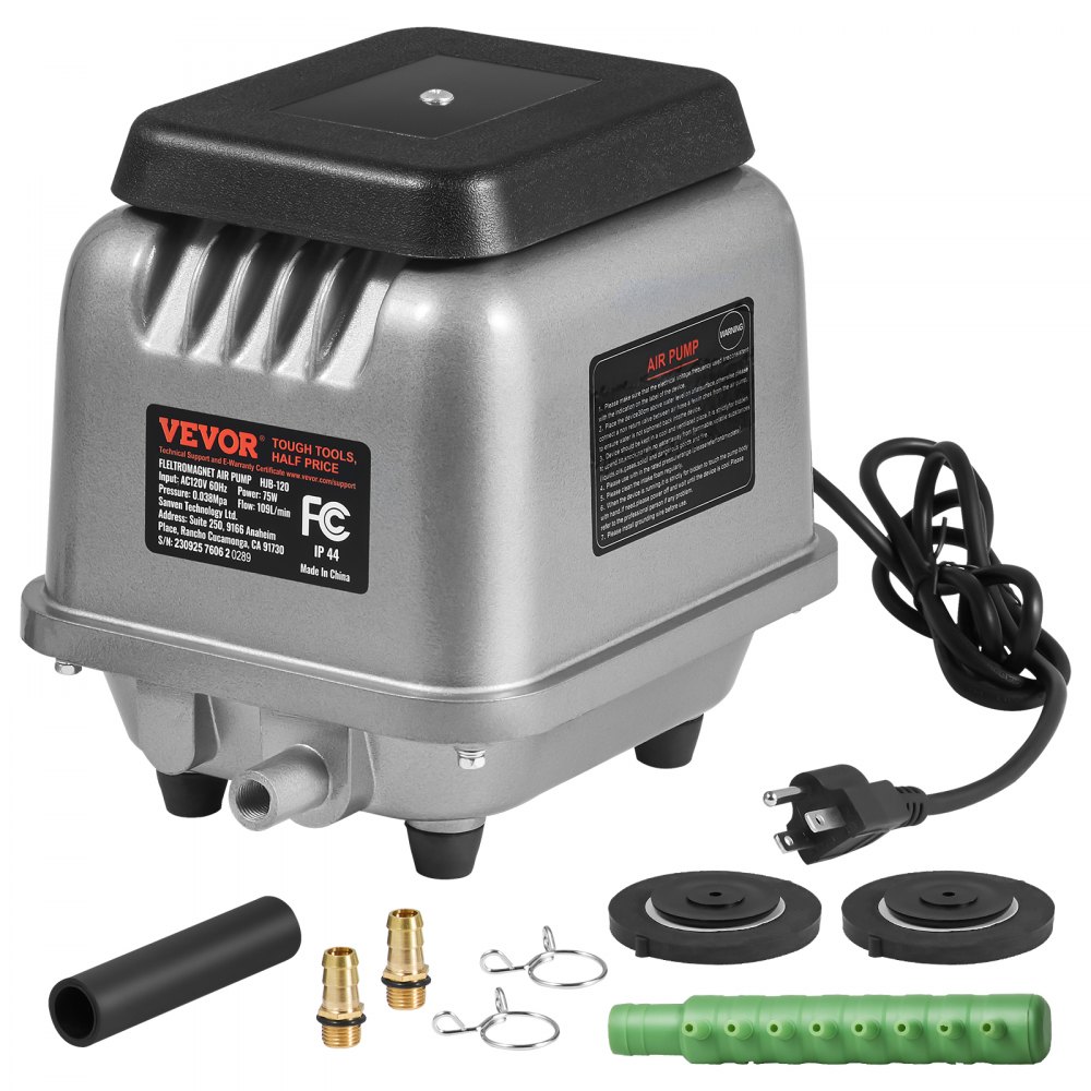 VEVOR Linear Air Pump, 109L/Min Air Flow Septic Aerator Pump, Aeration System for 1/2 Acre 10 FT Deep Ponds, Water Gardens, Waste Treatments, Septic Tanks, Aquariums, Seafood Restaurants, Fish Farms - XXKQGMBGMS12KHCKTV1