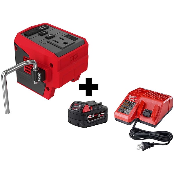 Milwaukee Tool M18 TOP-OFF 175W Power Supply, with M18 REDLITHIUM XC5.0 Battery / Charger Kit - 2846-20, 48-59-1850