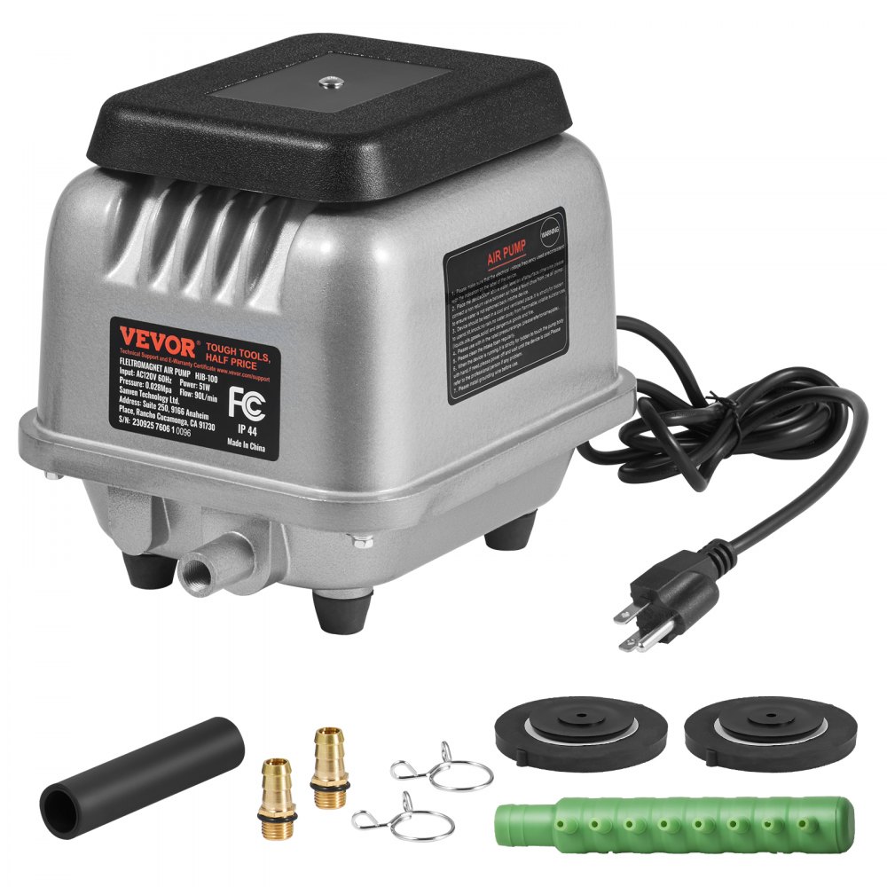 VEVOR Linear Air Pump, 90L/Min Air Flow Septic Aerator Pump, Aeration System for 1/4 Acre 10 FT Deep Ponds, Water Gardens, Waste Treatment, Septic Tanks, Aquariums, Seafood Restaurants, Fish Farms - XXKQGMBGMS10Z3KOZV1