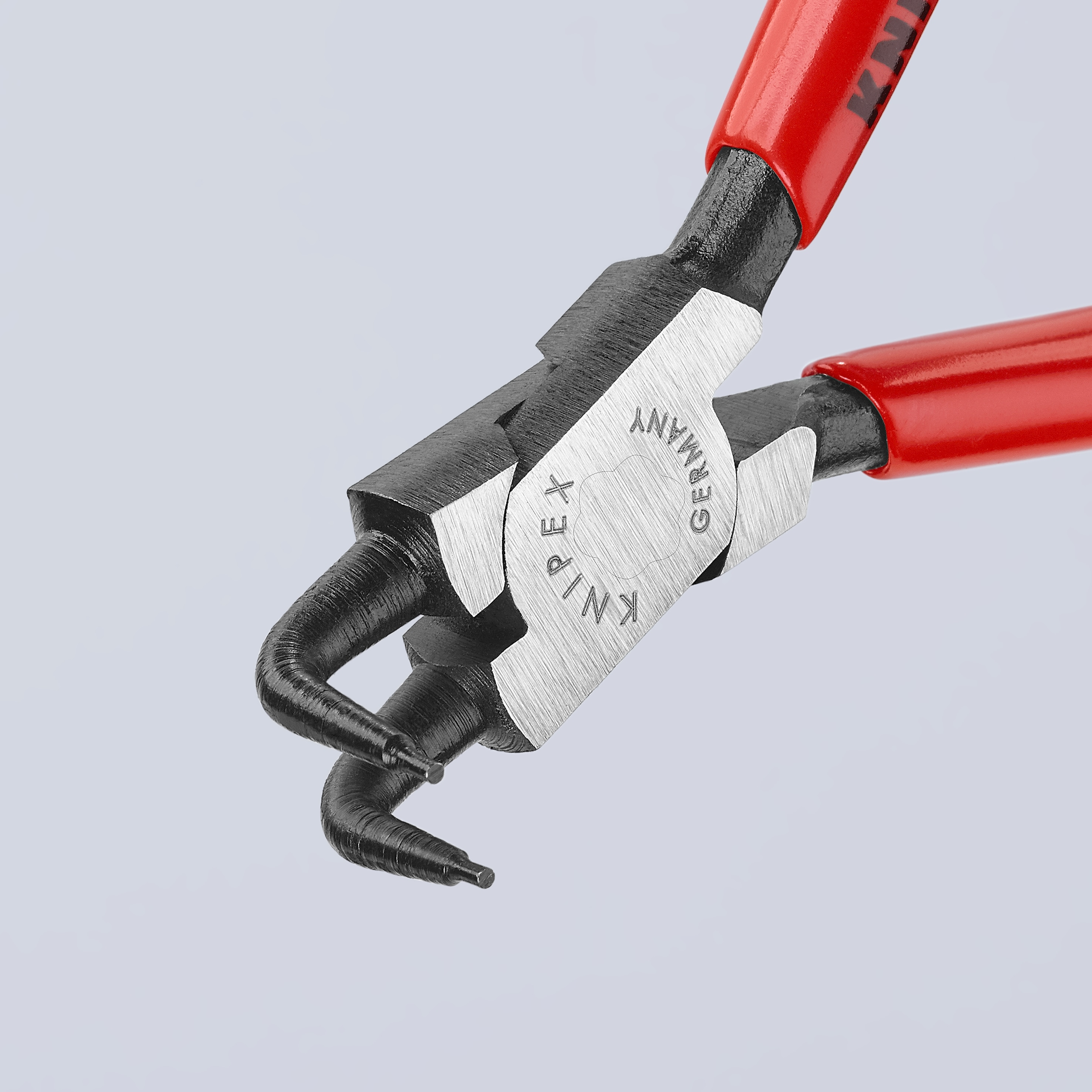 KNIPEX Pinzas para anillos de seguridad con mango rojo sumergido 5 pulgadas, con puntas anguladas a 90 grados - 44 21 J11