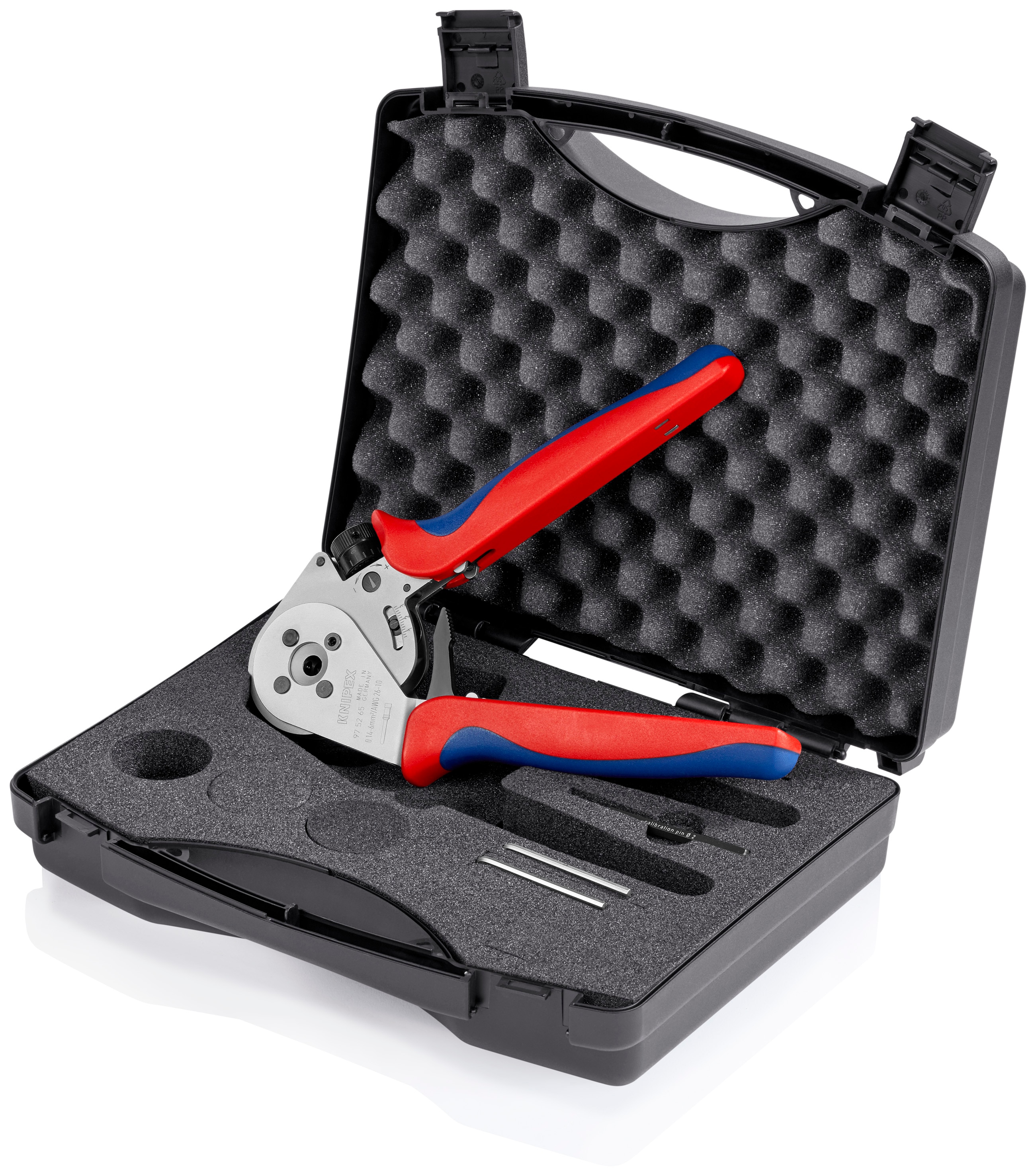 KNIPEX Pinzas de Crimpado con Mango Comfort Grip de 9 pulgadas, Rojas de Acero Cromo Vanadio para Electricidad - 97 52 65
