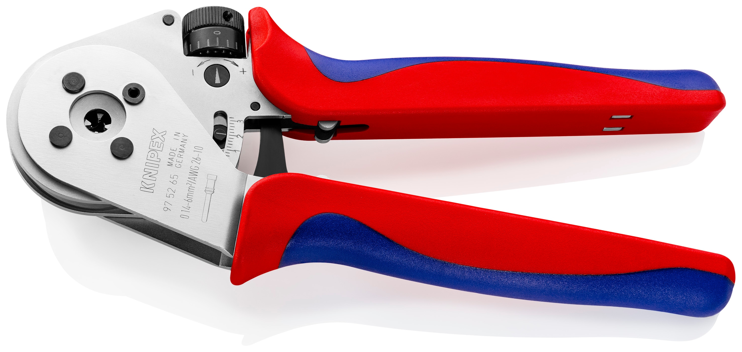 KNIPEX Pinzas de Crimpado con Mango Comfort Grip de 9 pulgadas, Rojas de Acero Cromo Vanadio para Electricidad - 97 52 65