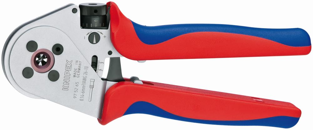 KNIPEX Pinzas de Crimpado con Mango Comfort Grip de 9 pulgadas, Rojas de Acero Cromo Vanadio para Electricidad - 97 52 65