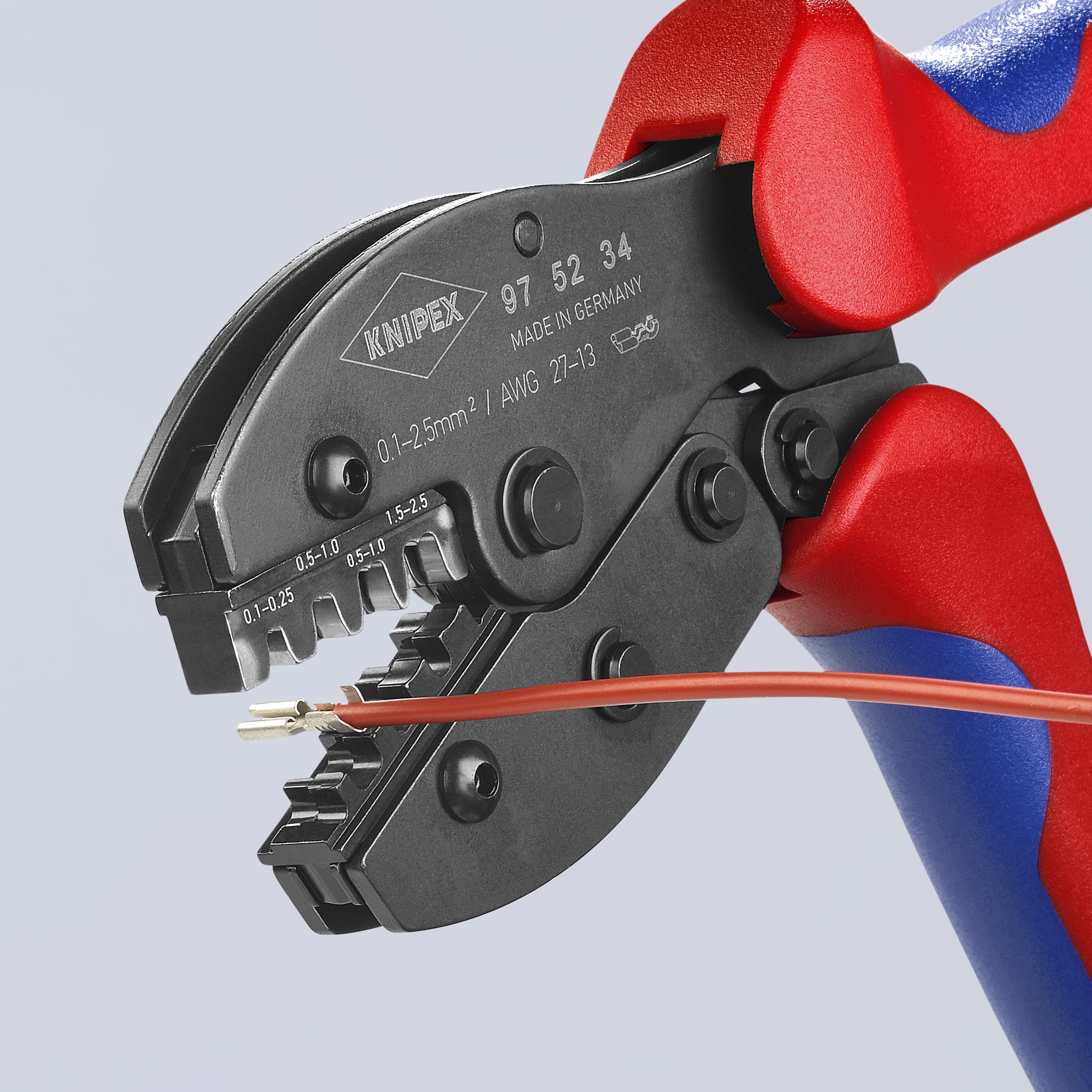 Pinzas de prensado KNIPEX Grip Comfort 8.6 pulgadas de acero cromo vanadio rojo - 97 52 34