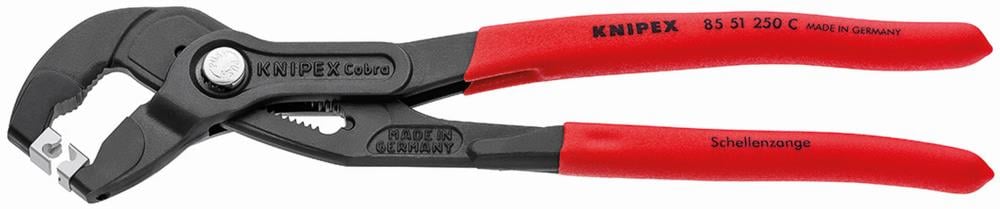 KNIPEX 9.9 pulgadas Pinzas de lengüeta y ranura para aplicaciones automotrices con puntas giratorias y mordazas con botón operado - 85 51 250 C