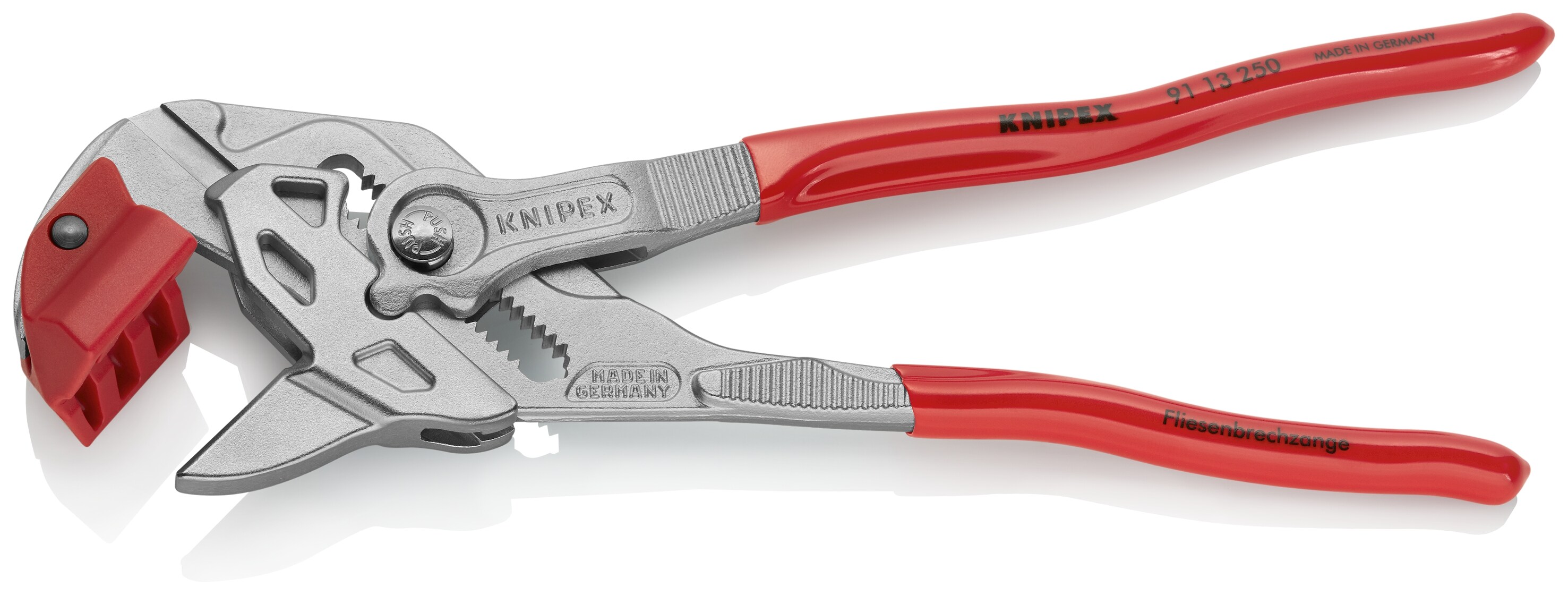 KNIPEX Llave de alicate roja de 10.4 pulgadas con mango sumergido para fontanería - Tamaño de mandíbula 0.5 - Acero cromo-vanadio - 91 13 250
