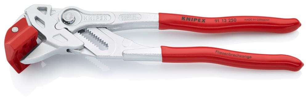 KNIPEX Llave de alicate roja de 10.4 pulgadas con mango sumergido para fontanería - Tamaño de mandíbula 0.5 - Acero cromo-vanadio - 91 13 250