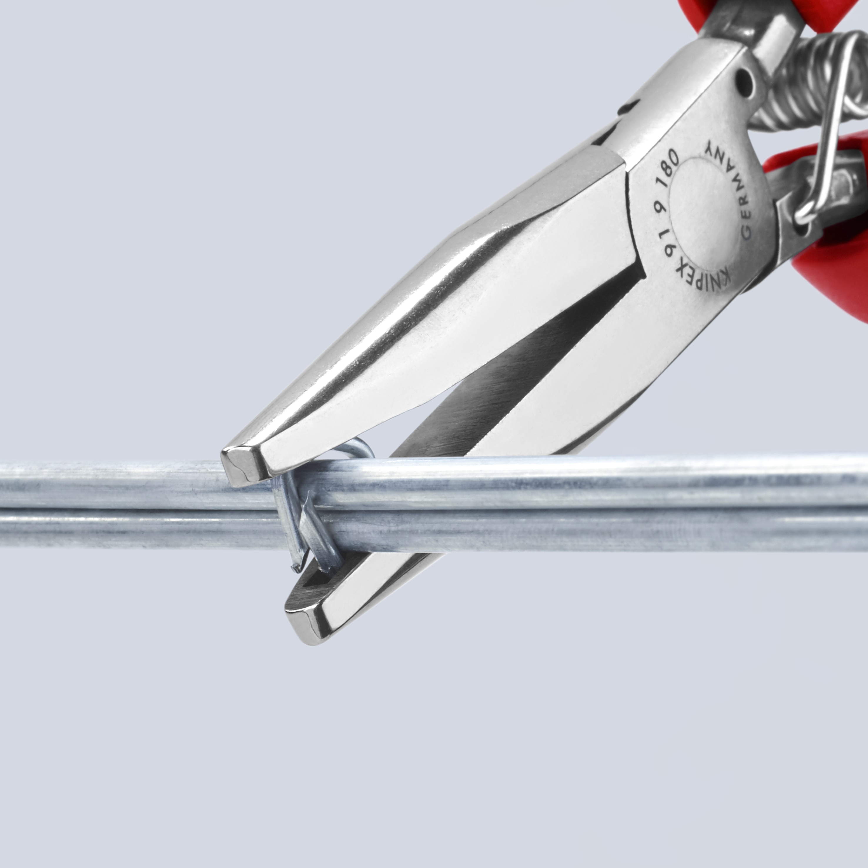 KNIPEX 7.7 pulgadas, alicates para anillos de cerdo con mango rojo sumergido para reemplazo de tapicería automotriz - 91 92 180