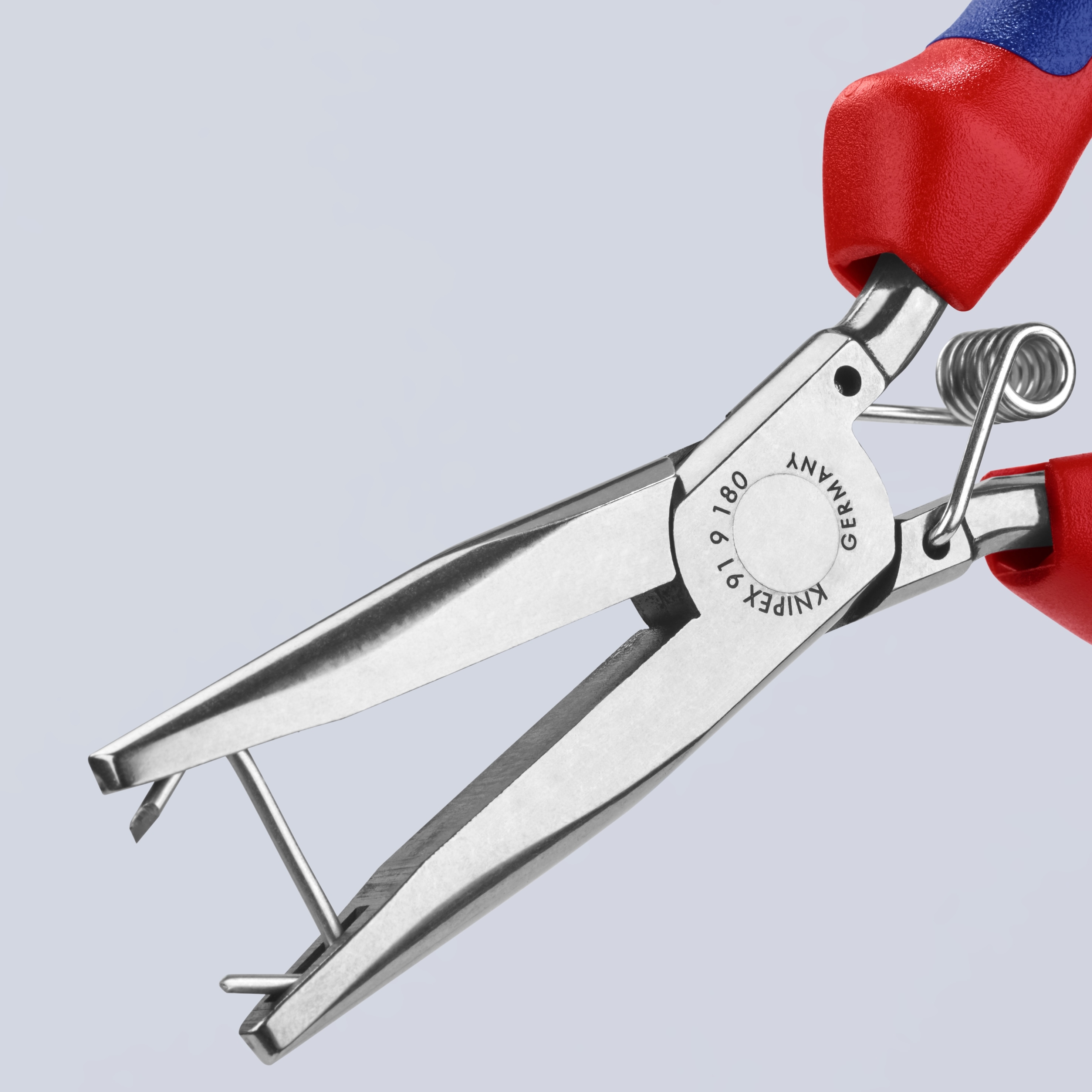 KNIPEX 7.7 pulgadas, alicates para anillos de cerdo con mango rojo sumergido para reemplazo de tapicería automotriz - 91 92 180