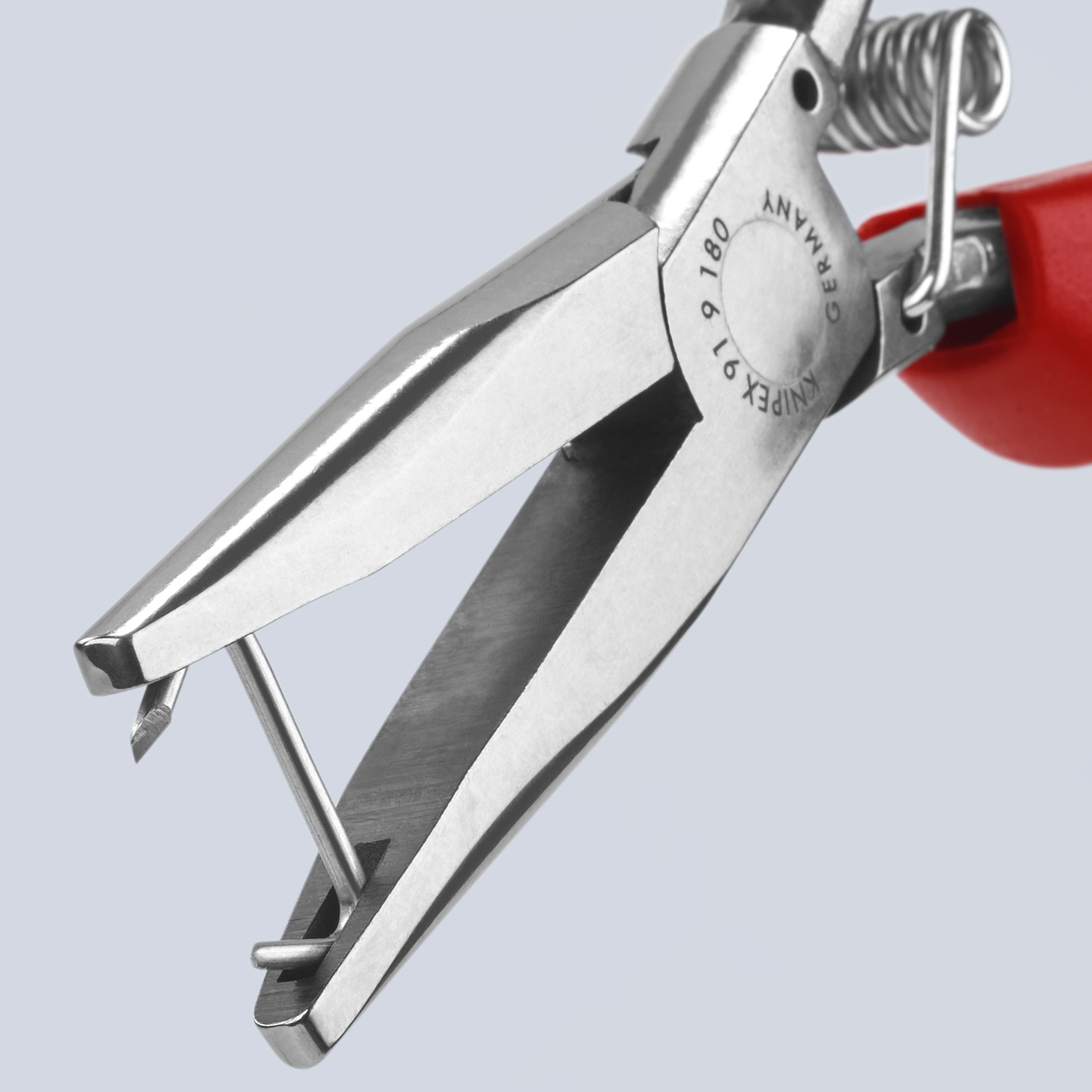 KNIPEX 7.7 pulgadas, alicates para anillos de cerdo con mango rojo sumergido para reemplazo de tapicería automotriz - 91 92 180