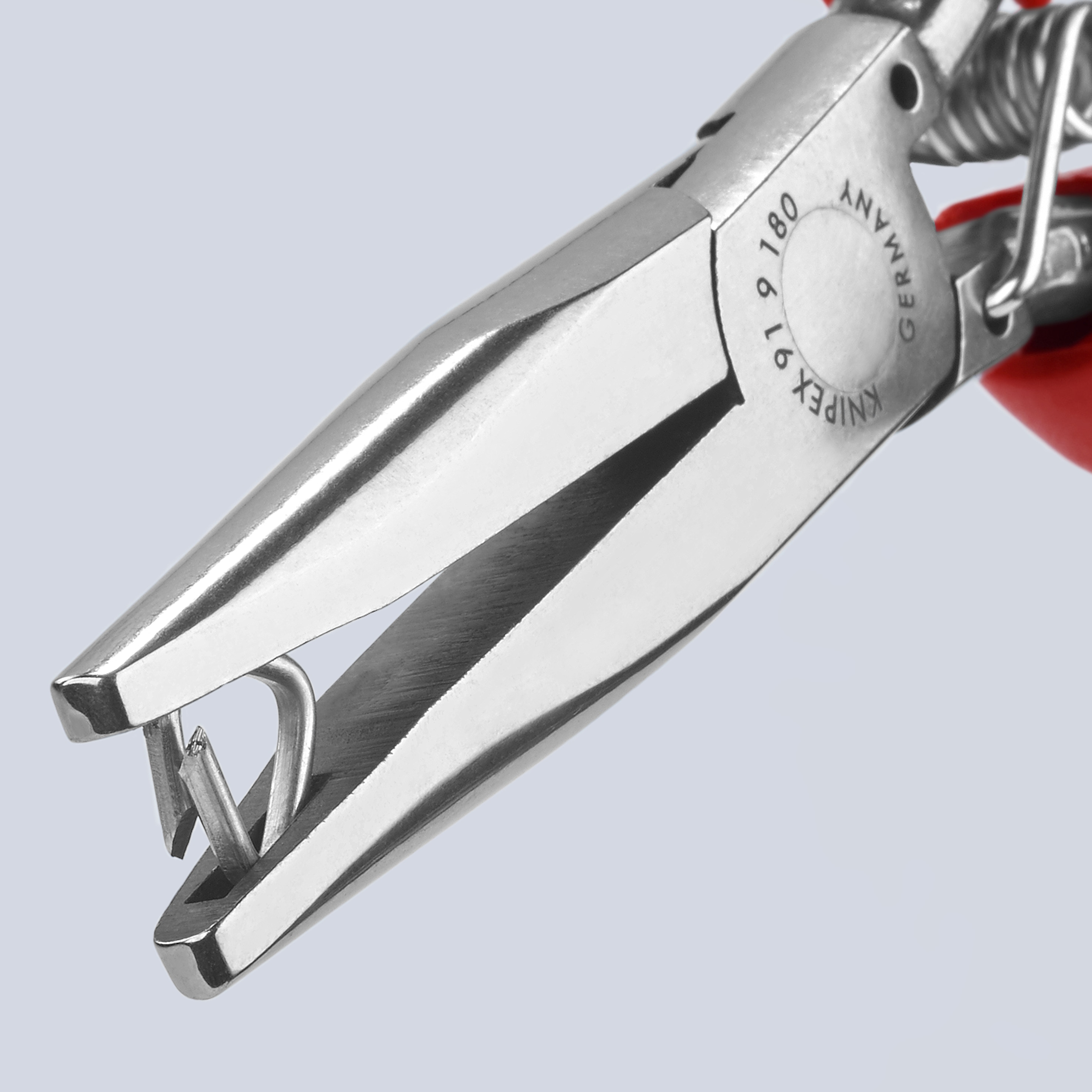 KNIPEX 7.7 pulgadas, alicates para anillos de cerdo con mango rojo sumergido para reemplazo de tapicería automotriz - 91 92 180
