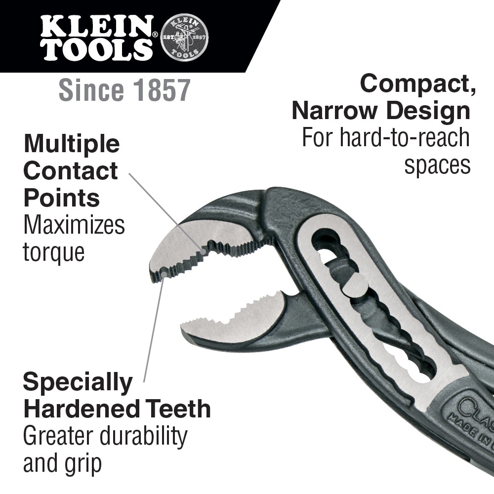 Klein Tools - Pinzas de bomba Classic Klaw de 7 pulgadas, pinzas de lengüeta y ranura - D5047