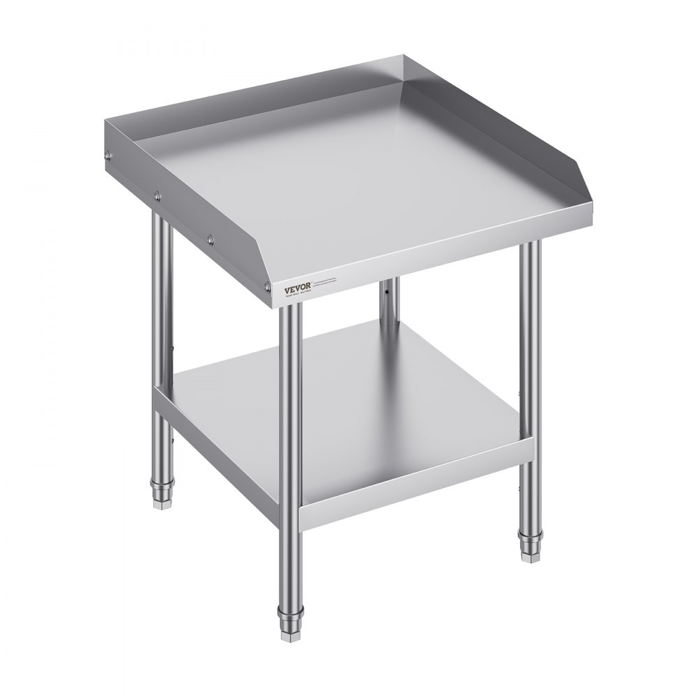 VEVOR Stainless Steel Work Table, 24 x 24 x 26 Inch Commercial Food Prep Worktable, 3-Sided Backsplash Heavy Duty Prep Worktable, Metal Work Table with Adjustable Height for Restaurant Home Hotel - CFBXGGZTSBT2DPGGMV0