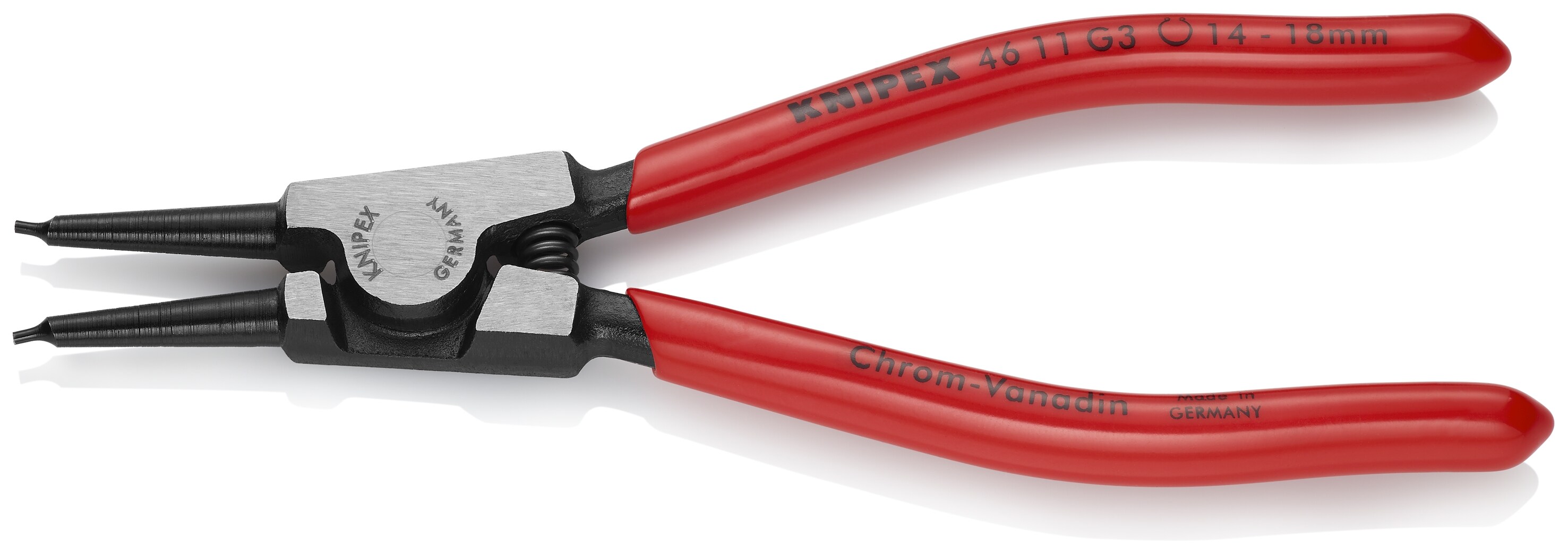 KNIPEX KNIPEX Alicate de Anillos de Retención Rojos de 5.65 pulgadas Forjado en Acero Cromo Vanadio para Aplicaciones Automotrices - 46 11 G3