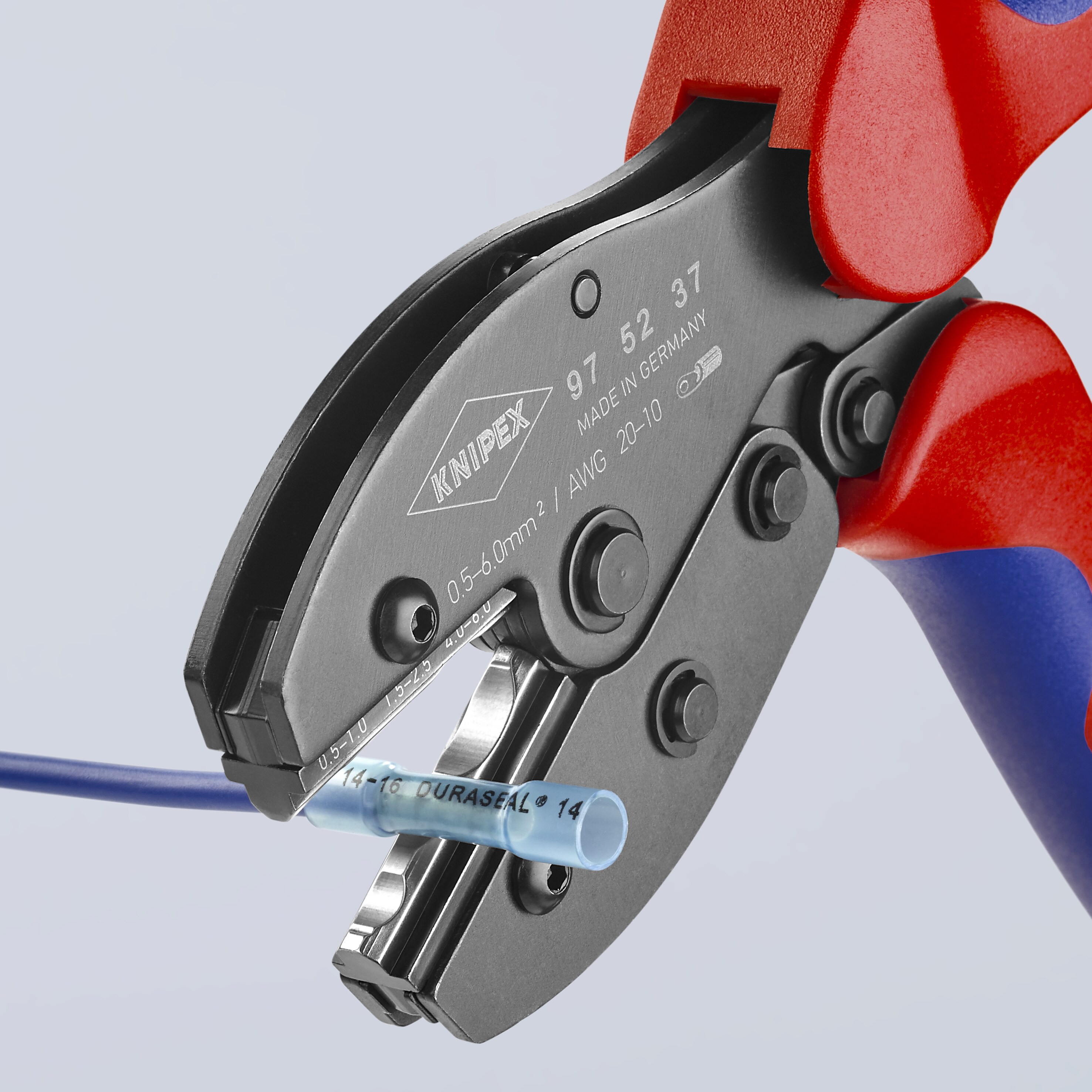 KNIPEX Pinzas de corte con empuñaduras rojas Comfort Grip 8.55 pulgadas Pinzas de corte eléctricas para conectores de manga termocontraíble - 97 52 37