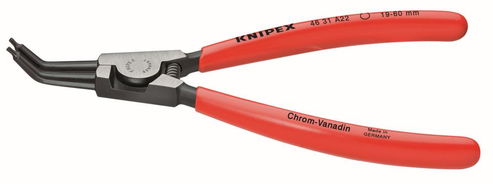 KNIPEX alicates de anillo de presión rojo de 5.5 pulgadas - Alicates de anillo de retención automotriz con puntas anguladas a 45 grados - 46 31 A12