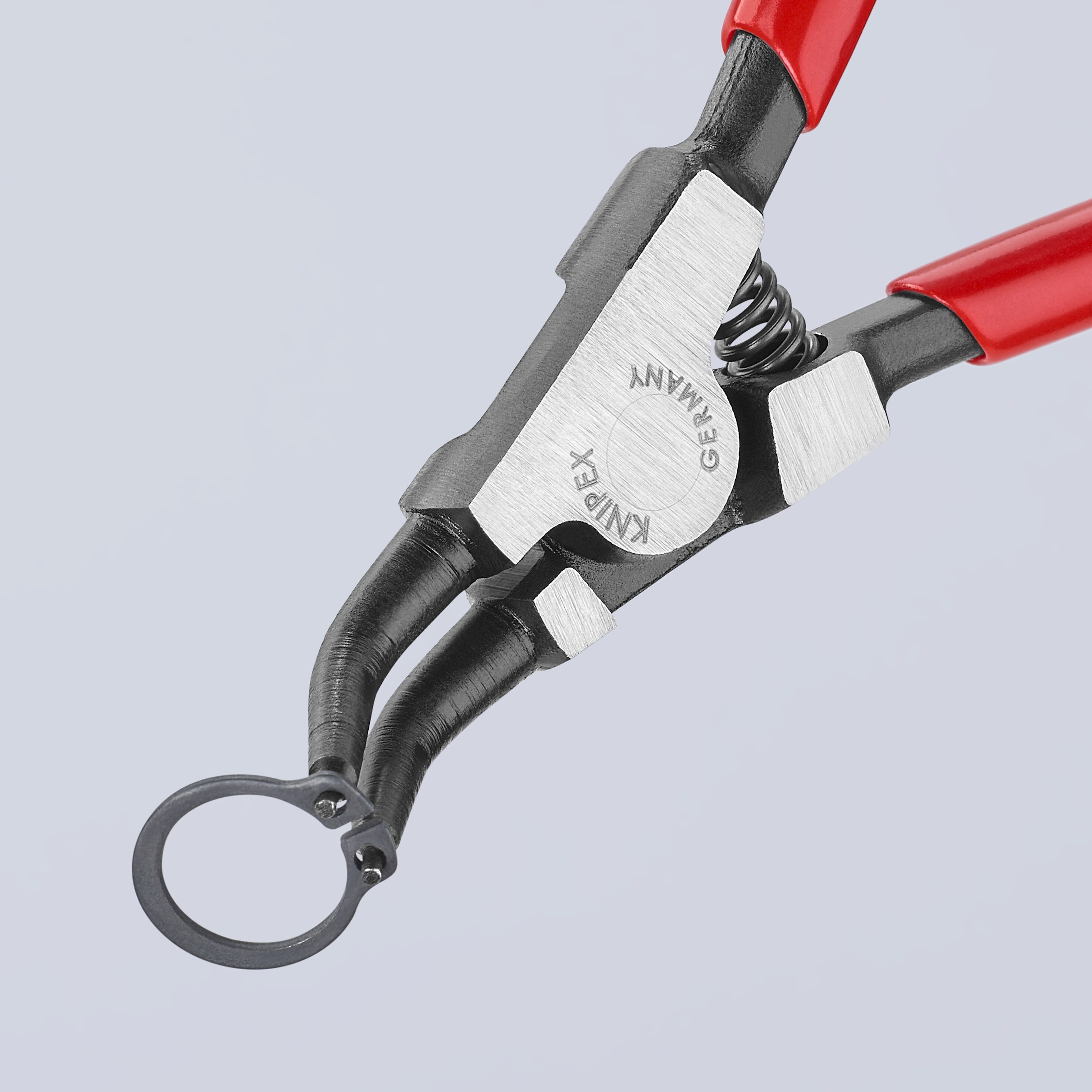 KNIPEX alicates de anillo de presión rojo de 5.5 pulgadas - Alicates de anillo de retención automotriz con puntas anguladas a 45 grados - 46 31 A12