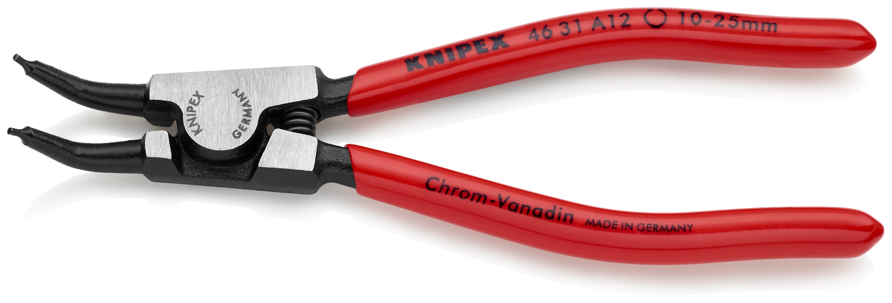 KNIPEX alicates de anillo de presión rojo de 5.5 pulgadas - Alicates de anillo de retención automotriz con puntas anguladas a 45 grados - 46 31 A12