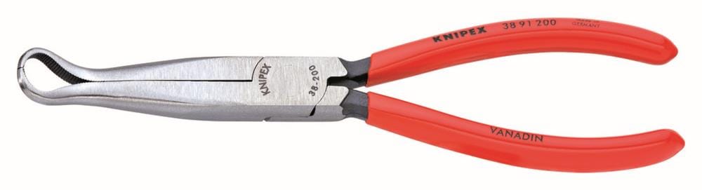 Pinzas de punta fina roja KNIPEX de 7.7 pulgadas con mango sumergido para aplicaciones automotrices - 38 91 200