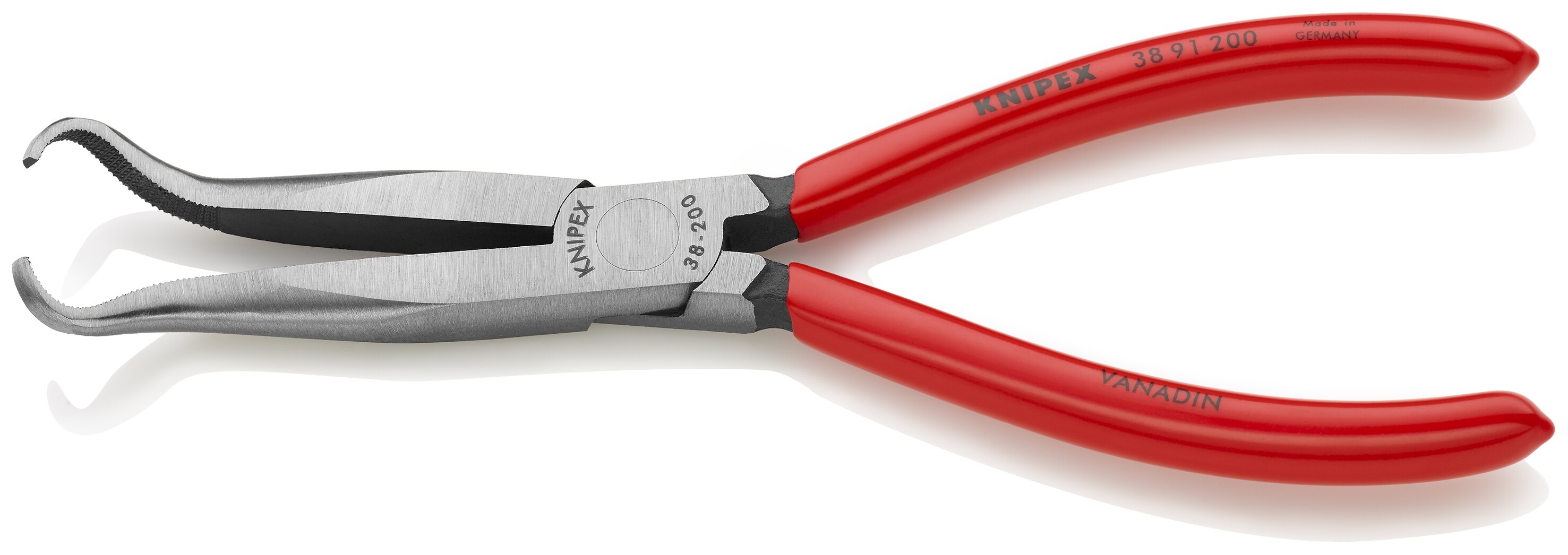 Pinzas de punta fina roja KNIPEX de 7.7 pulgadas con mango sumergido para aplicaciones automotrices - 38 91 200