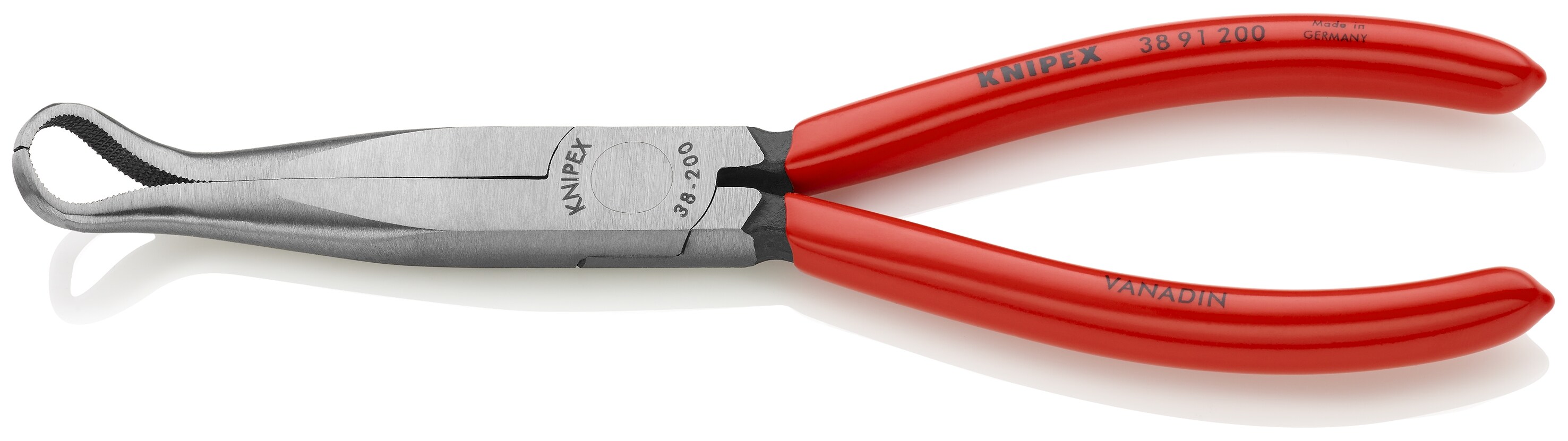 Pinzas de punta fina roja KNIPEX de 7.7 pulgadas con mango sumergido para aplicaciones automotrices - 38 91 200