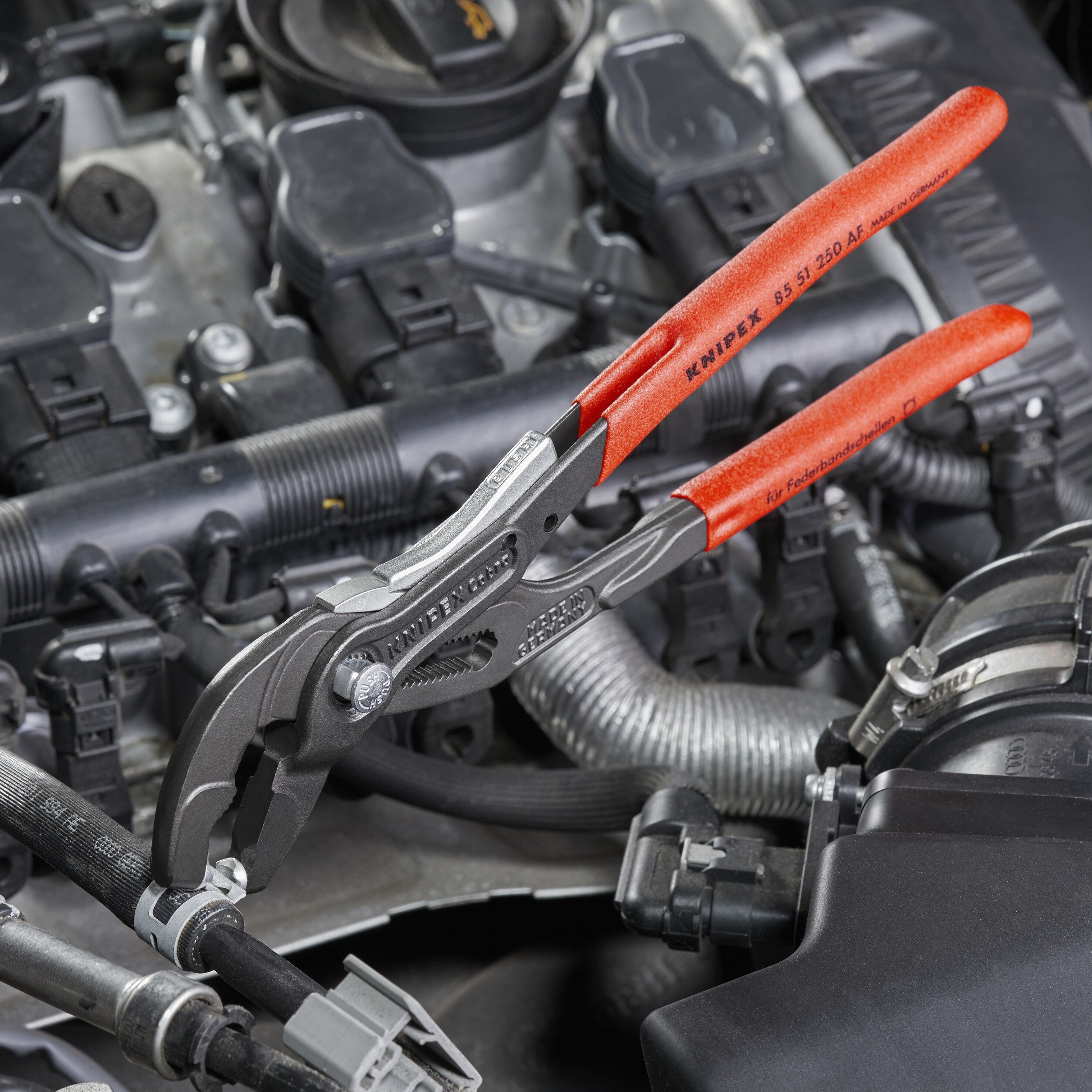 KNIPEX Pinzas ajustables de lengüeta y ranura automotriz 9.85 pulgadas de acero cromo vanadio para abrazaderas de manguera - 85 51 250 AF