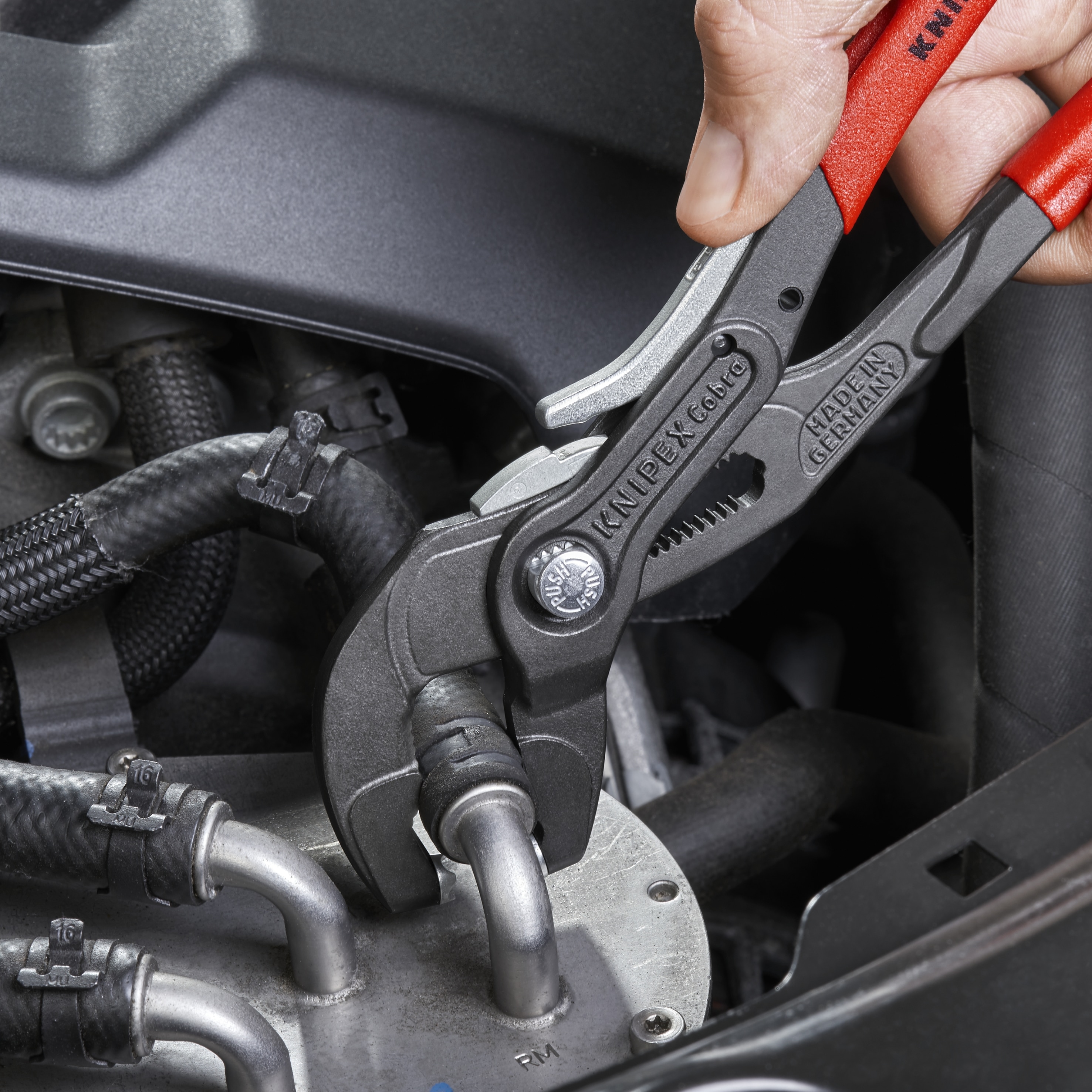 KNIPEX Pinzas ajustables de lengüeta y ranura automotriz 9.85 pulgadas de acero cromo vanadio para abrazaderas de manguera - 85 51 250 AF