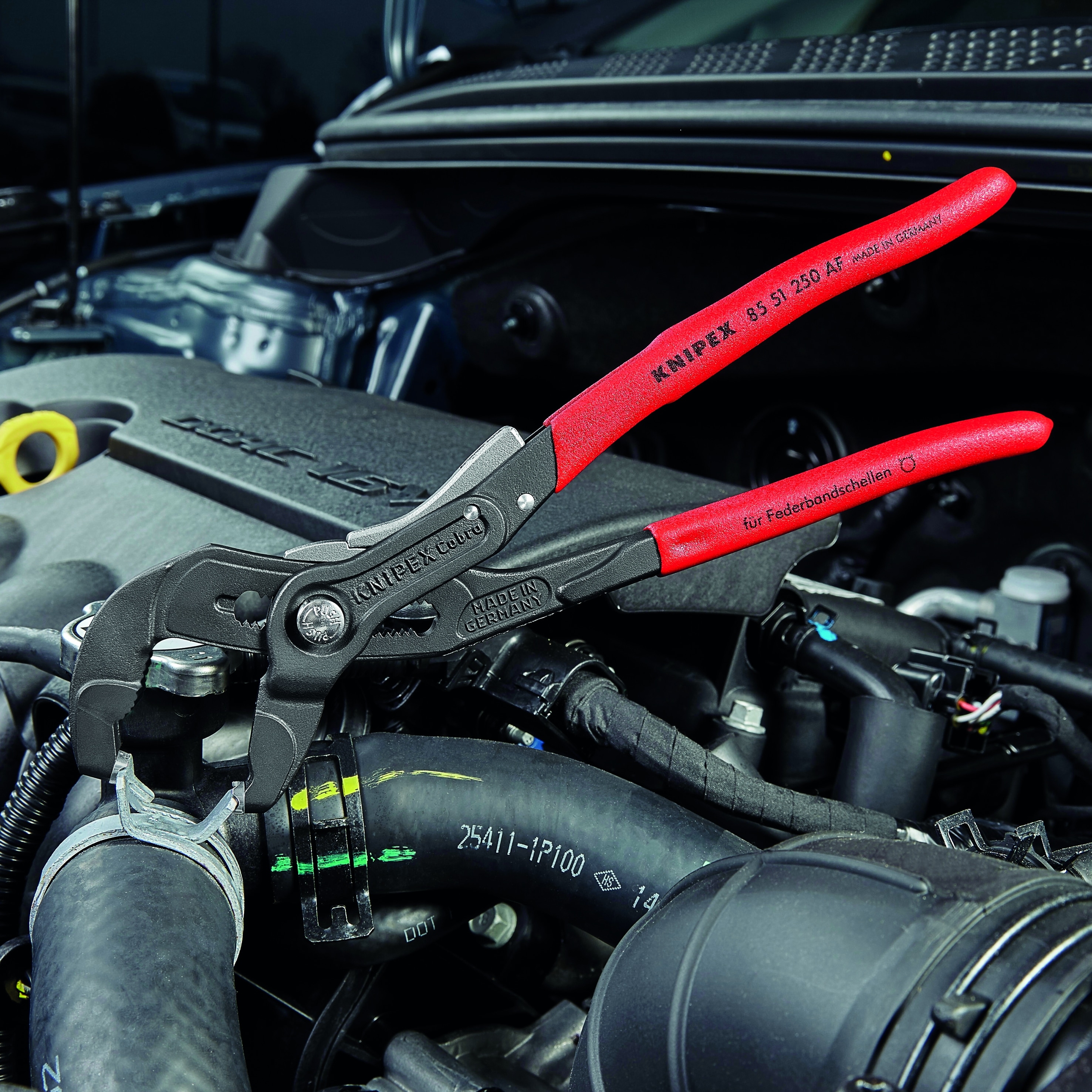 KNIPEX Pinzas ajustables de lengüeta y ranura automotriz 9.85 pulgadas de acero cromo vanadio para abrazaderas de manguera - 85 51 250 AF